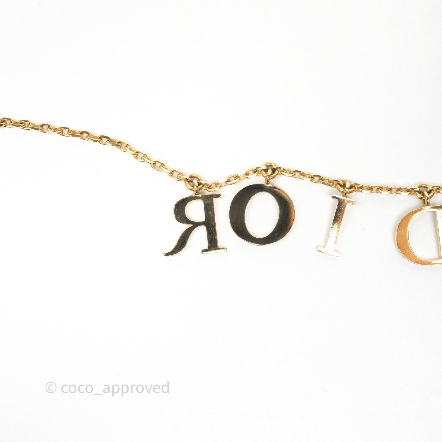 Christian Dior Logo Necklace Gold Tone