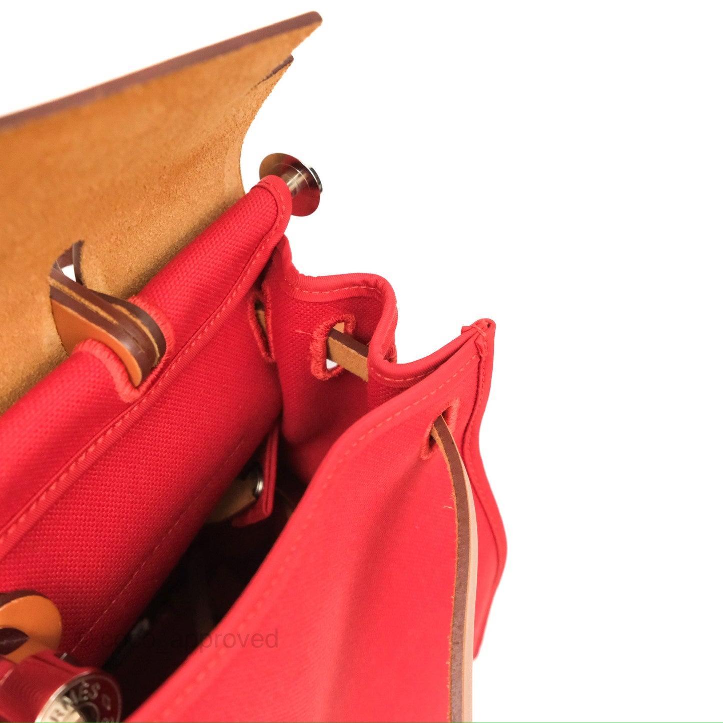 Hermès Herbag Zip 31 Retourne Red/Natural Canvas Palladium Hardware