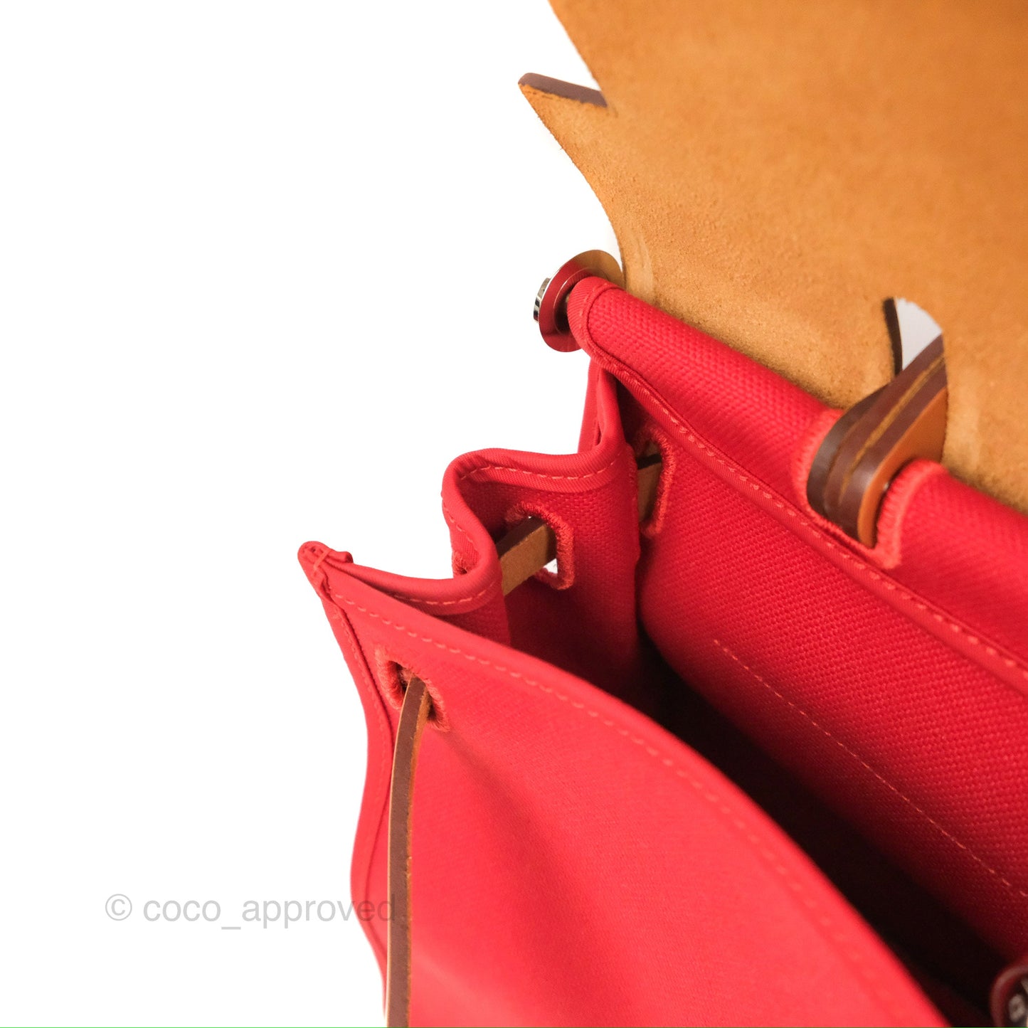 Hermès Herbag Zip 31 Retourne Red/Natural Canvas Palladium Hardware