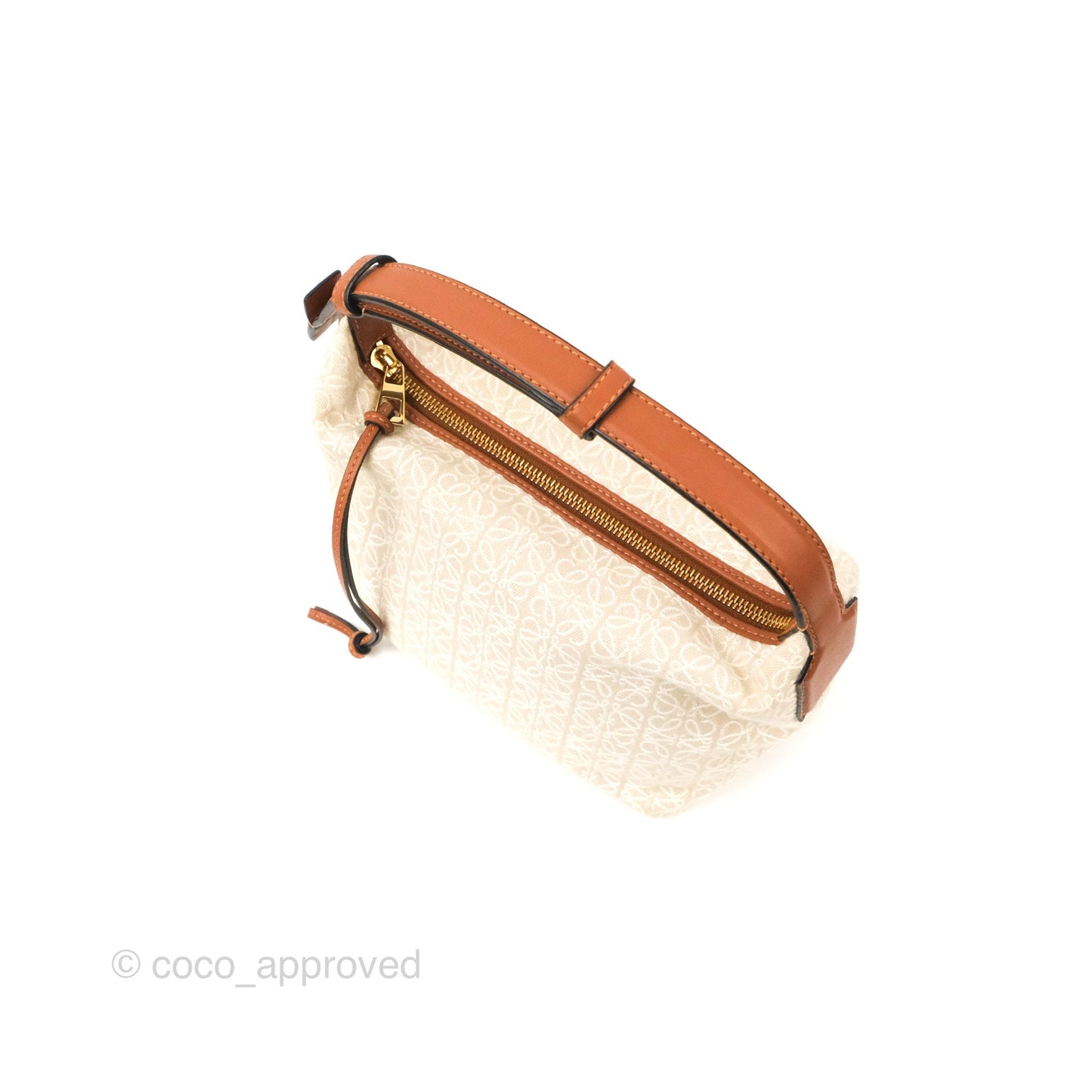 Loewe Small Cubi bag in Anagram Jacquard & Calfskin Ecru/Tan