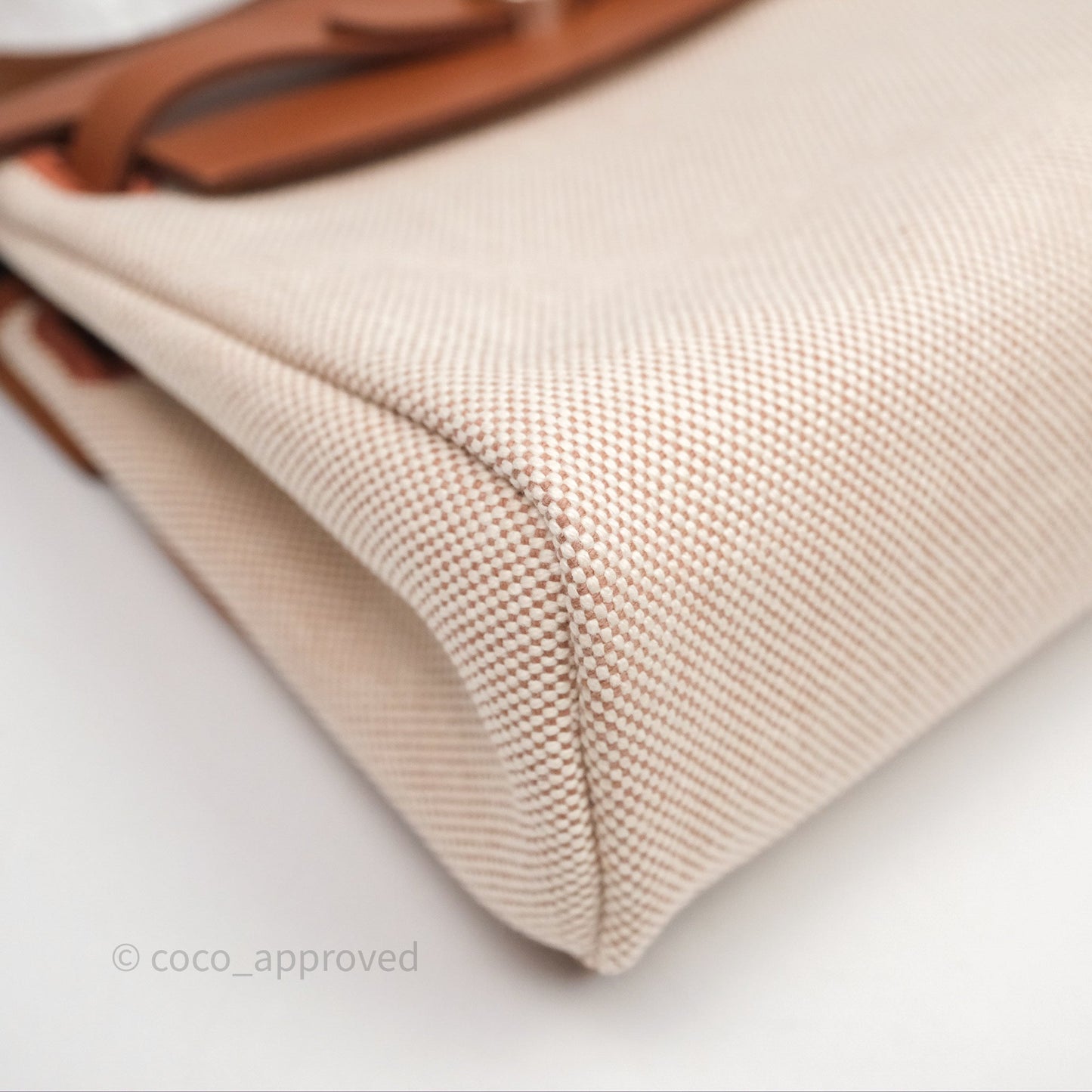 Hermes Mini Herbag Ecru Beige/ Fauve 34 Palladium Hardware