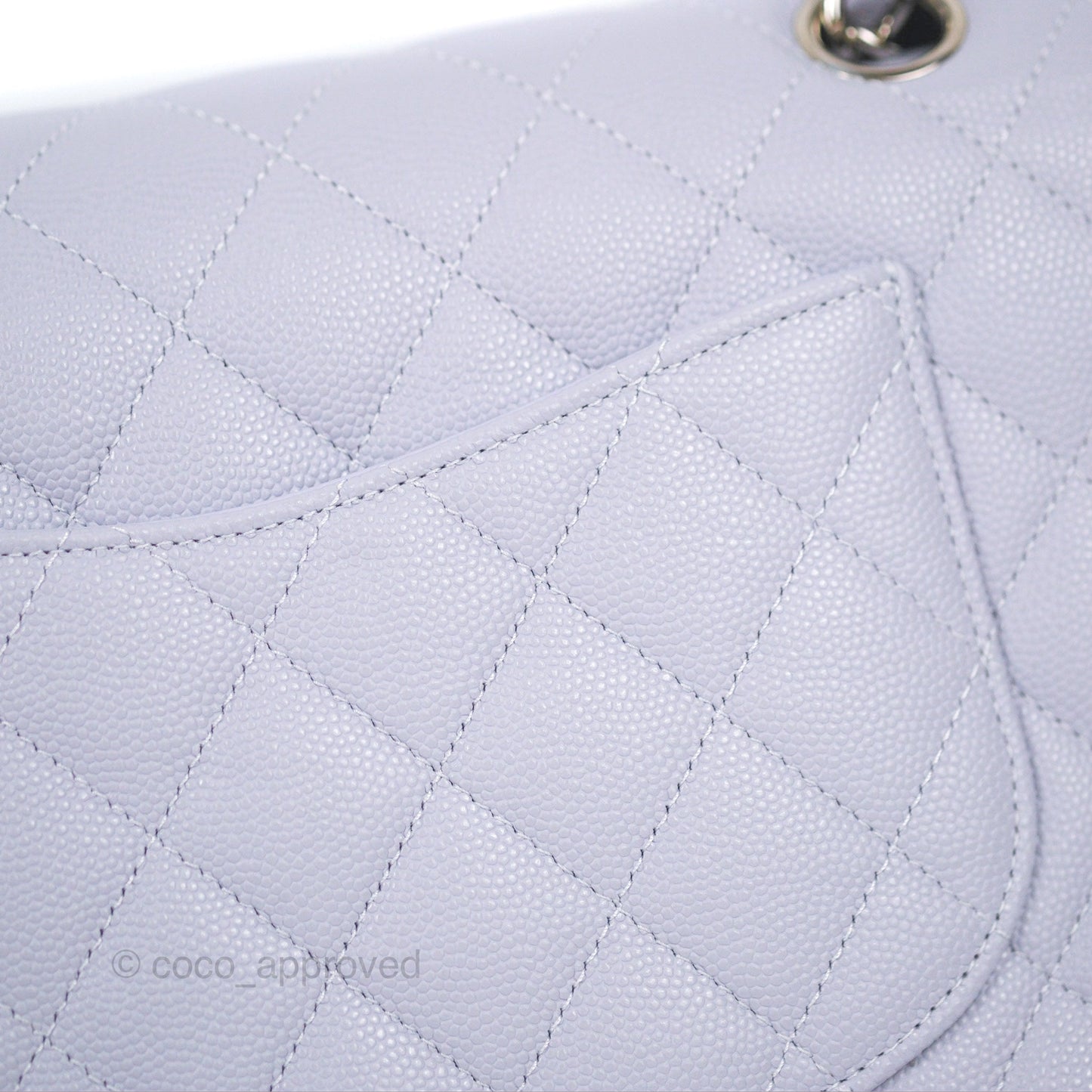Chanel Classic M/L Medium Flap Quilted Lilac Caviar Silver Hardware