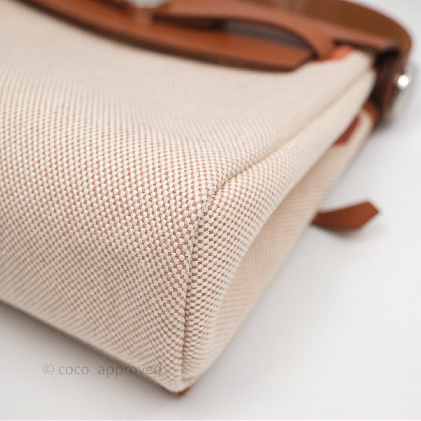 Hermes Mini Herbag Ecru Beige/ Fauve 34 Palladium Hardware