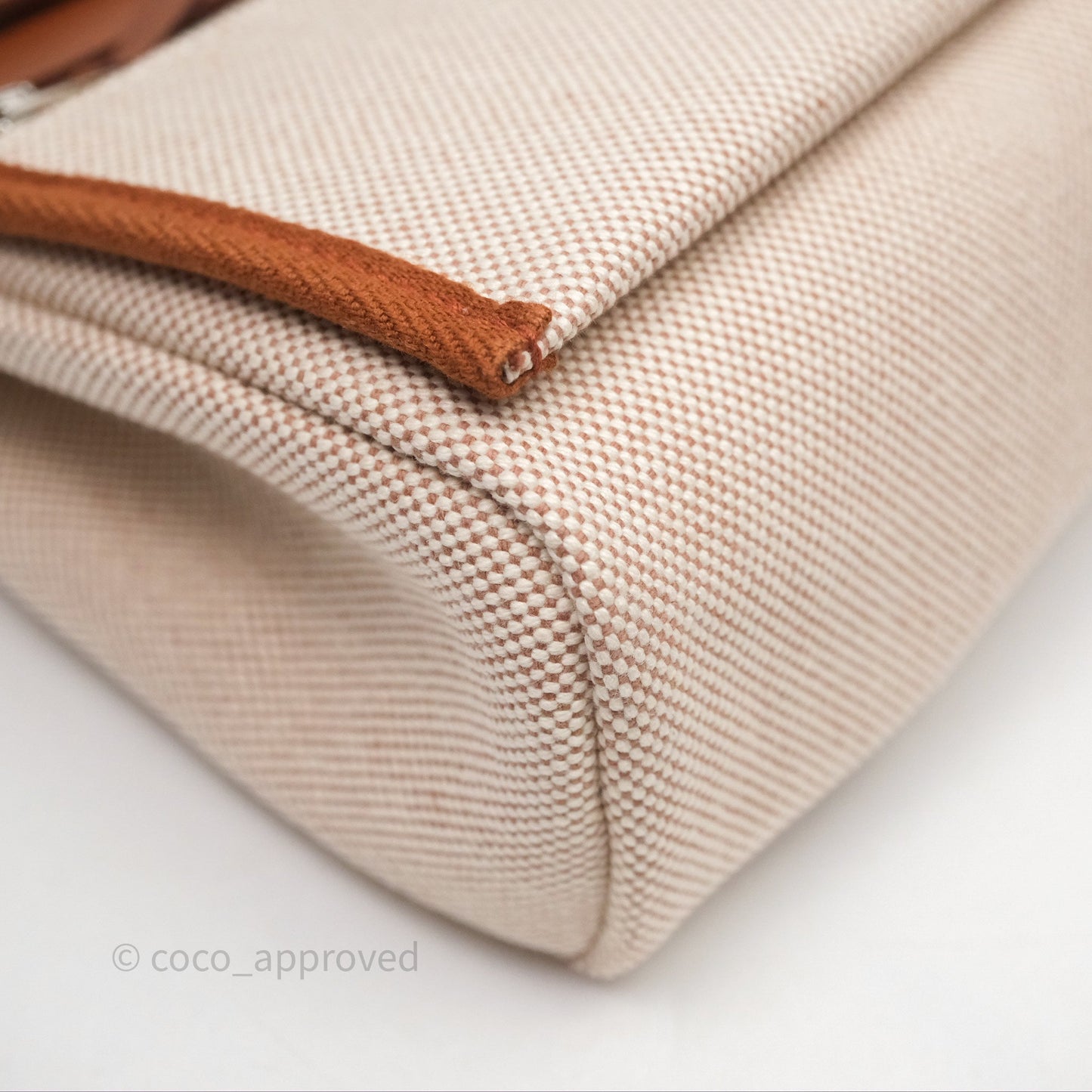 Hermes Mini Herbag Ecru Beige/ Fauve 34 Palladium Hardware