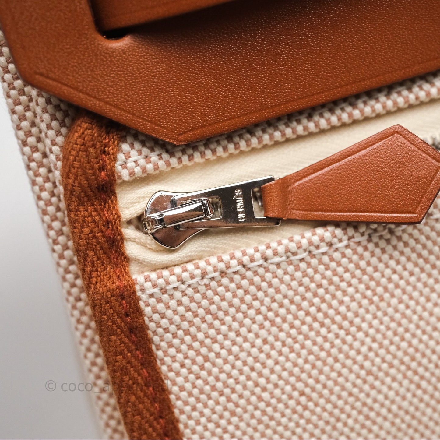 Hermes Mini Herbag Ecru Beige/ Fauve 34 Palladium Hardware