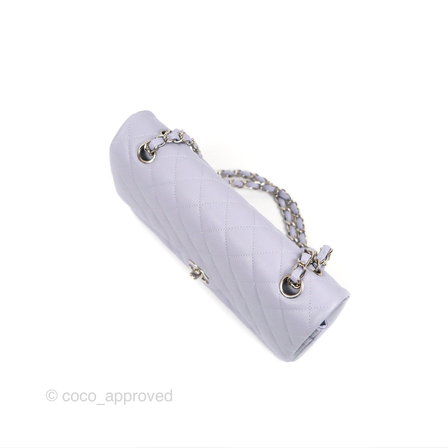 Chanel Classic M/L Medium Flap Quilted Lilac Caviar Silver Hardware