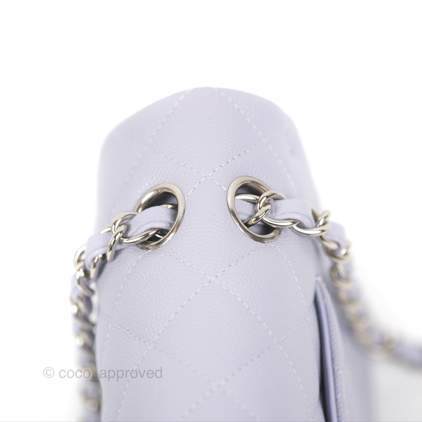 Chanel Classic M/L Medium Flap Quilted Lilac Caviar Silver Hardware