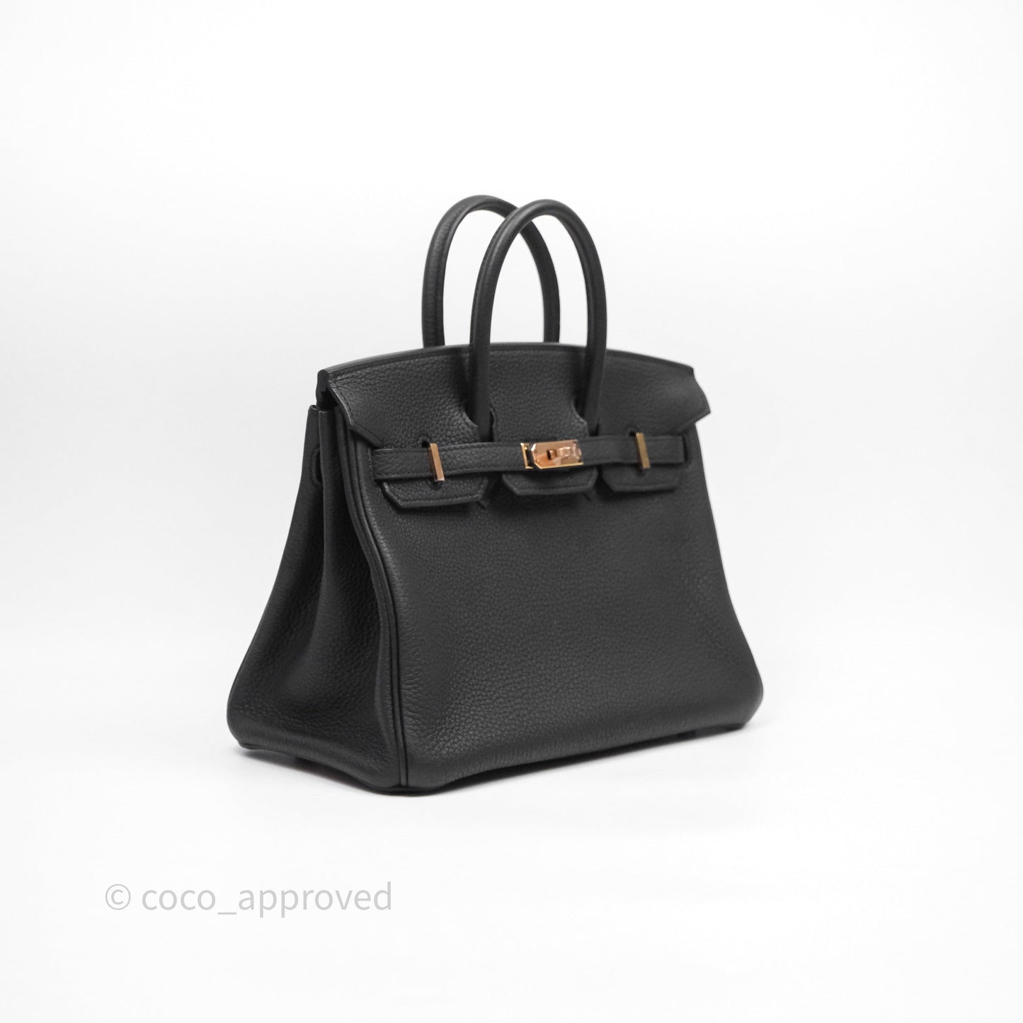 Hermes Birkin 25 Black 89 Togo Rose Gold Hardware