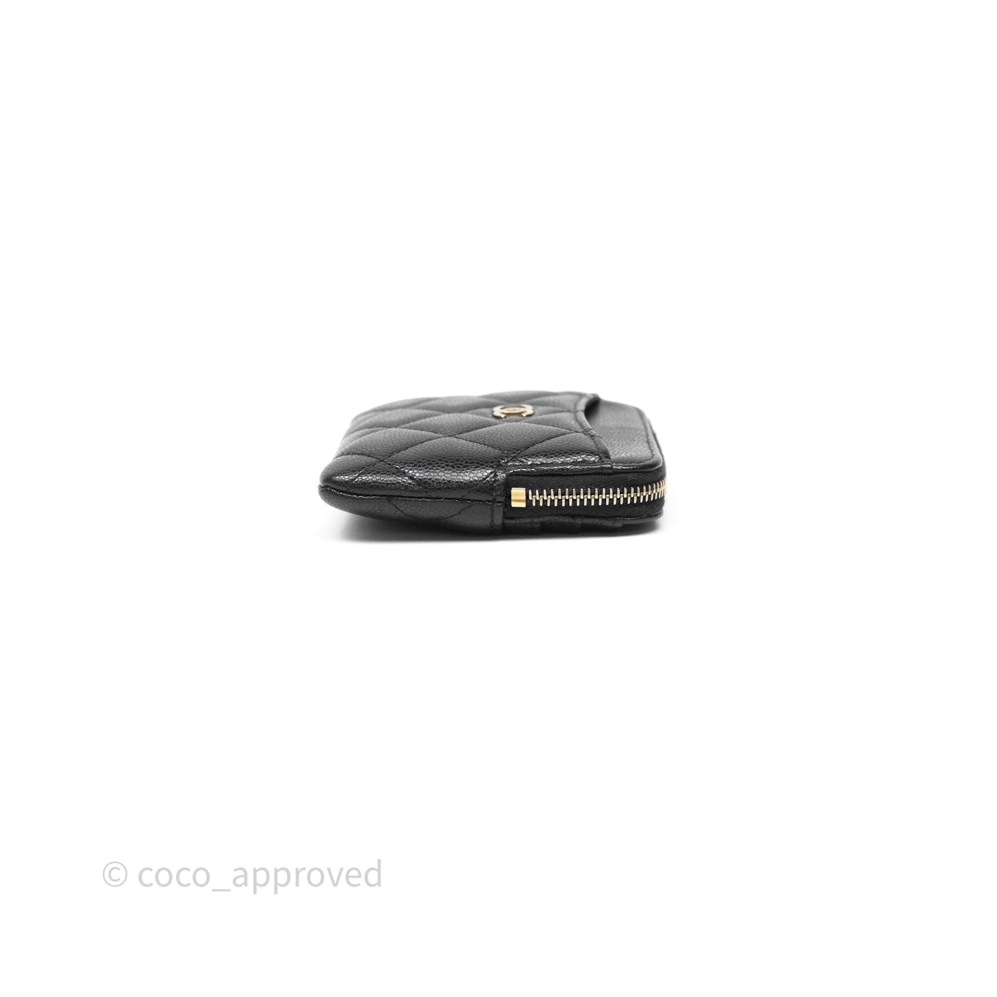Chanel Quilted Classic Zip Card Holder Wallet Black Caviar Gold Hardware