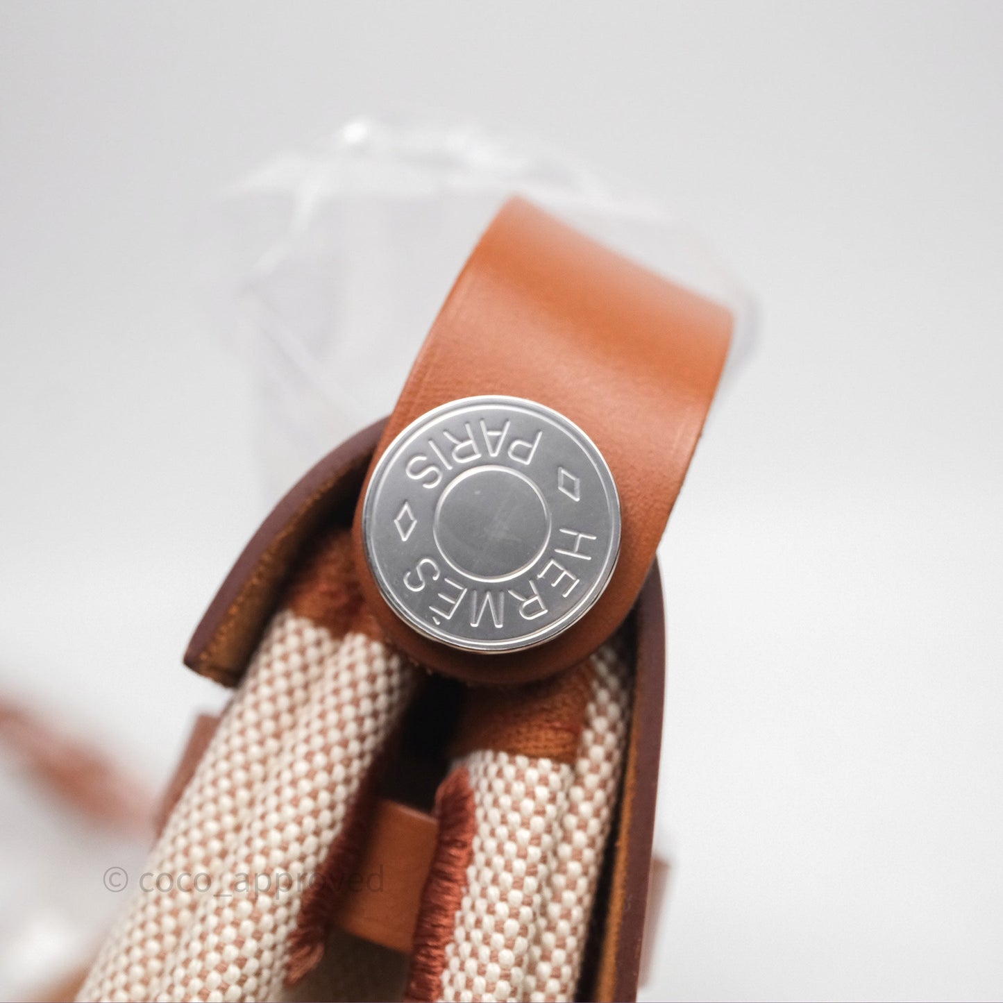Hermes Mini Herbag Ecru Beige/ Fauve 34 Palladium Hardware