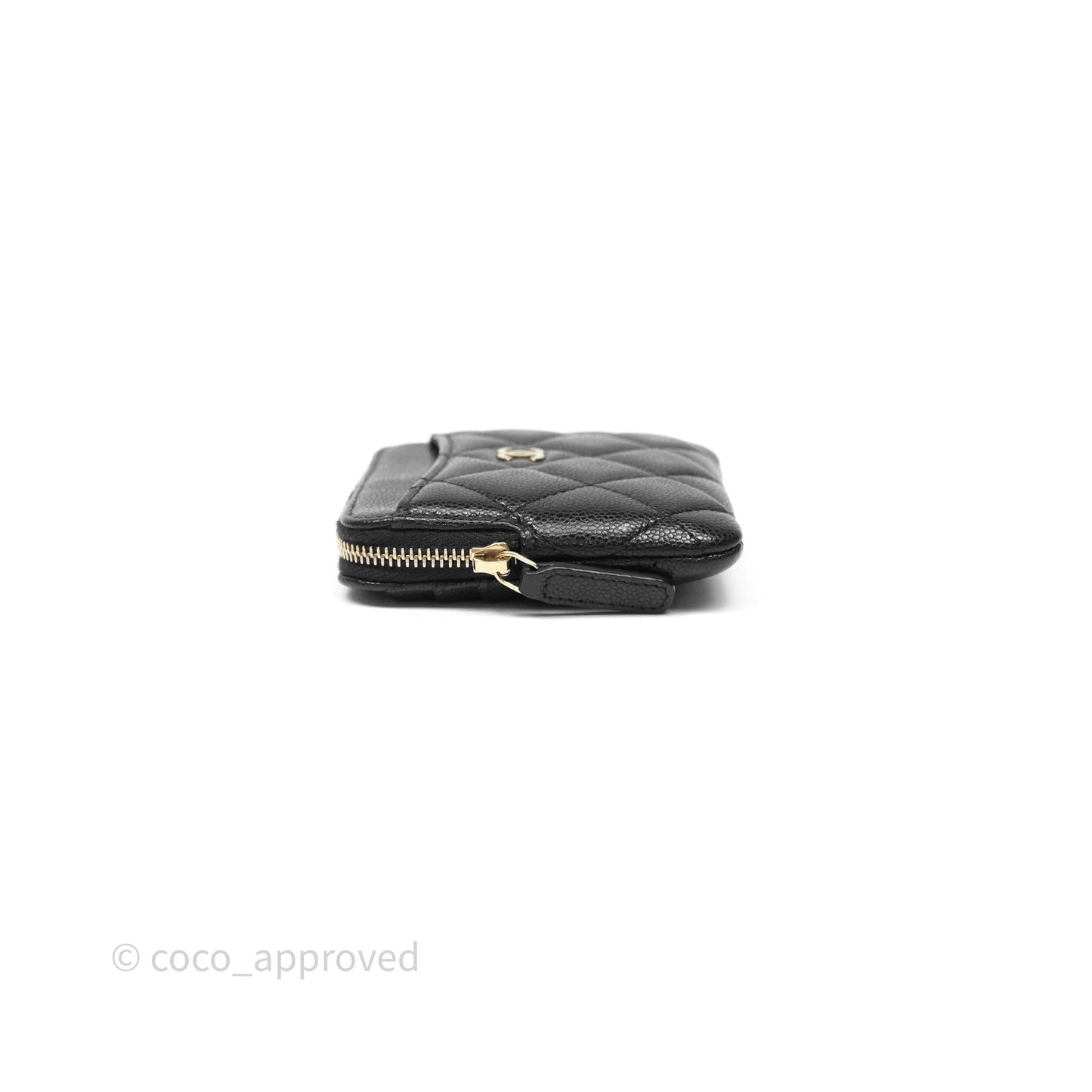 Chanel Quilted Classic Zip Card Holder Wallet Black Caviar Gold Hardware