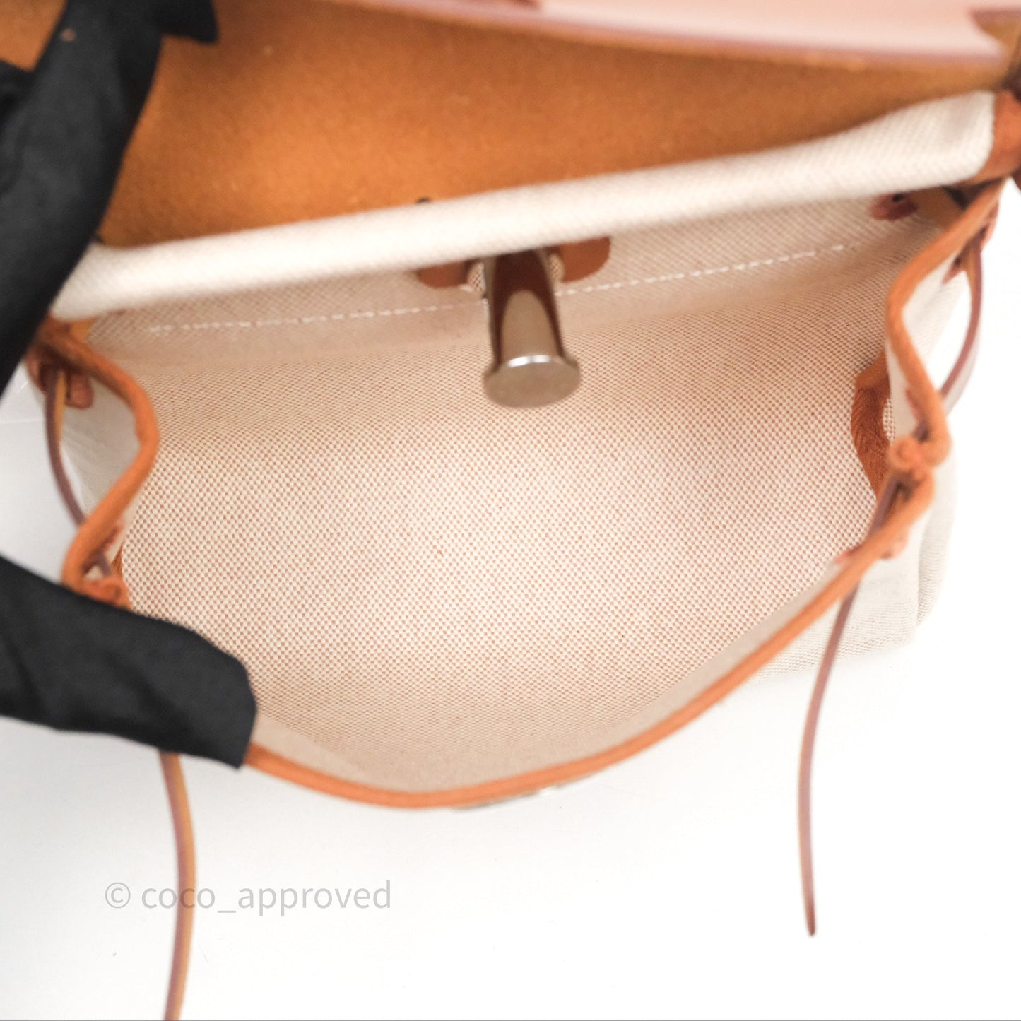 Hermes Mini Herbag Ecru Beige/ Fauve 34 Palladium Hardware