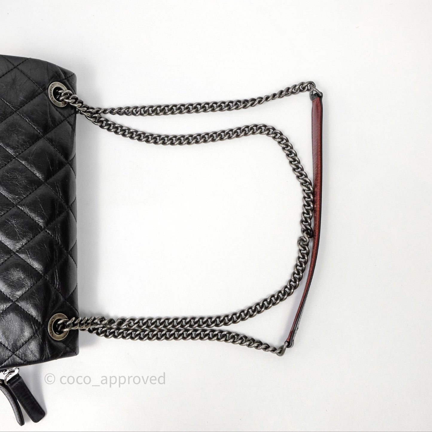 Chanel Flap Bag Black Glazed Calfskin Ruthenium Hardware