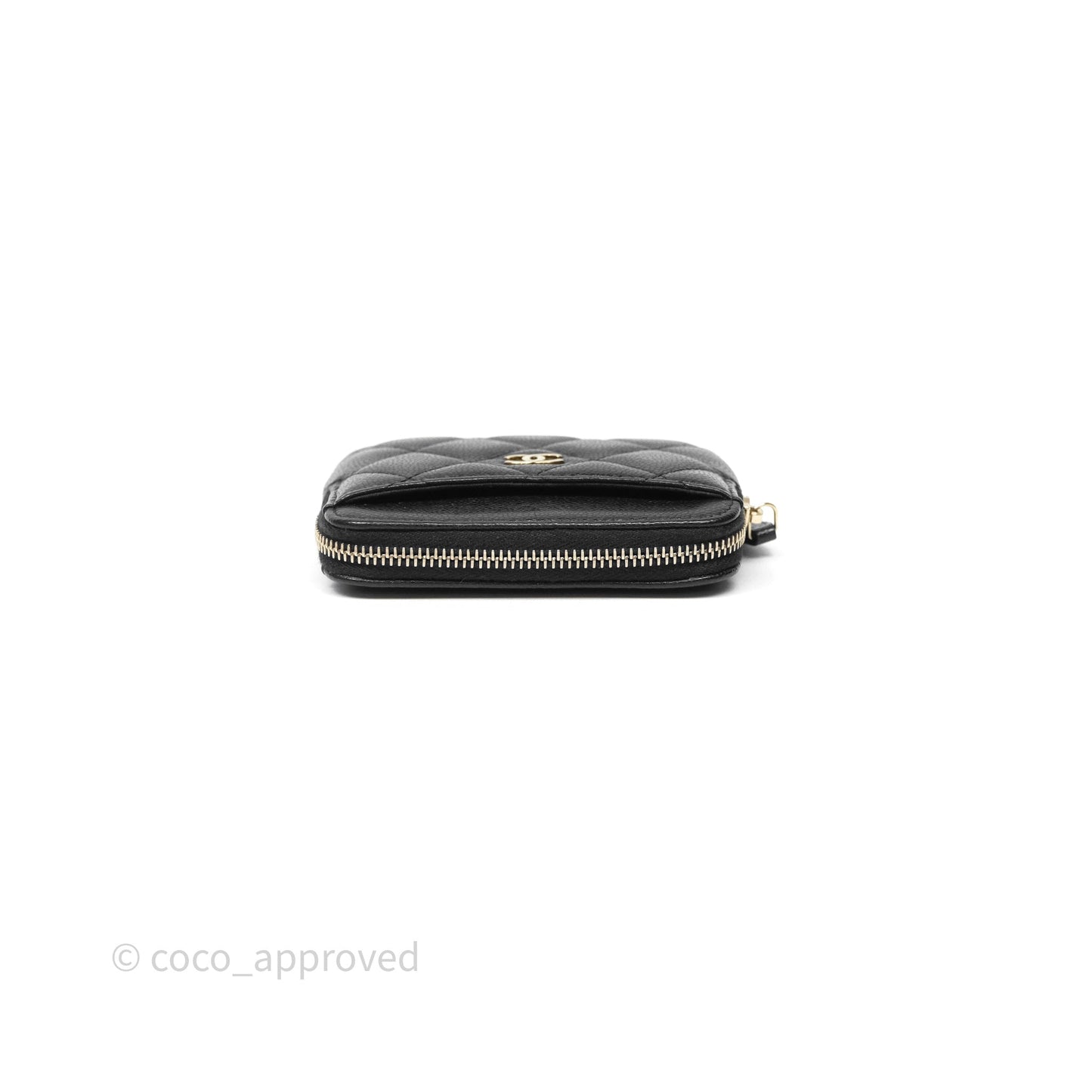 Chanel Quilted Classic Zip Card Holder Wallet Black Caviar Gold Hardware