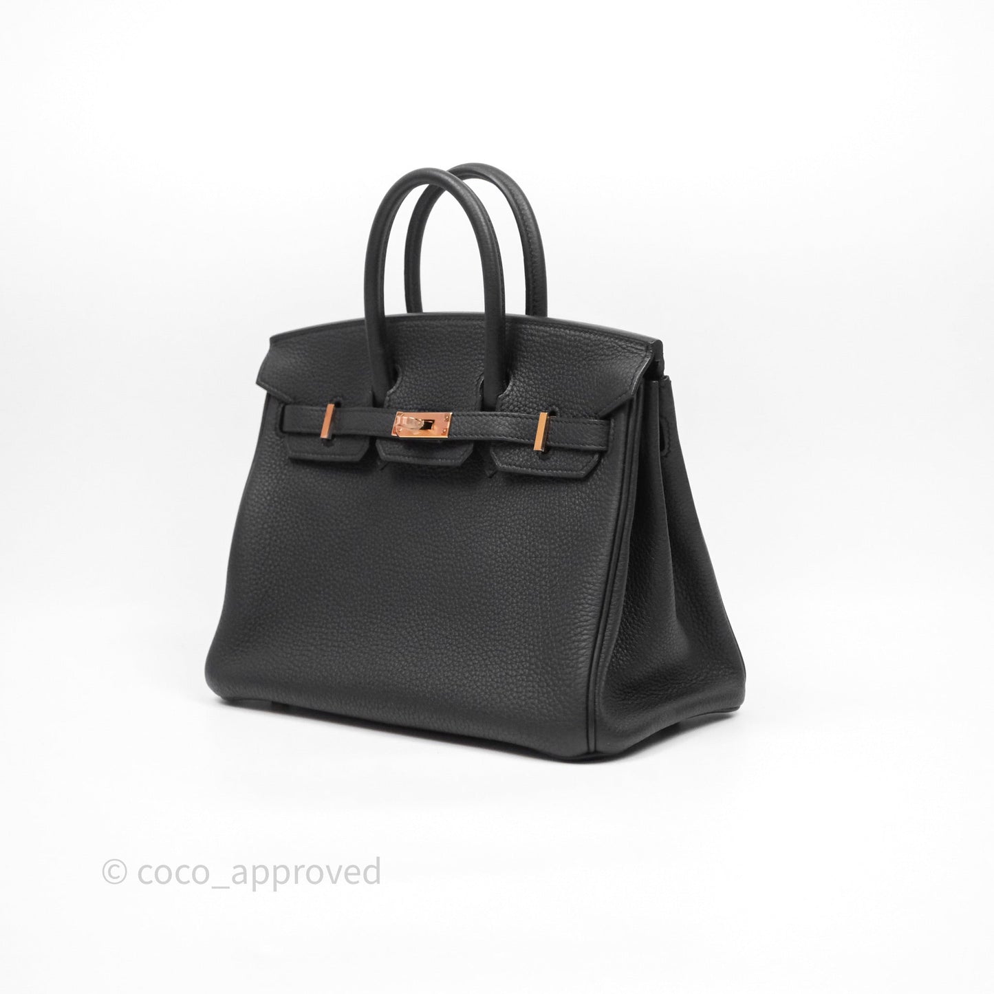 Hermes Birkin 25 Black 89 Togo Rose Gold Hardware