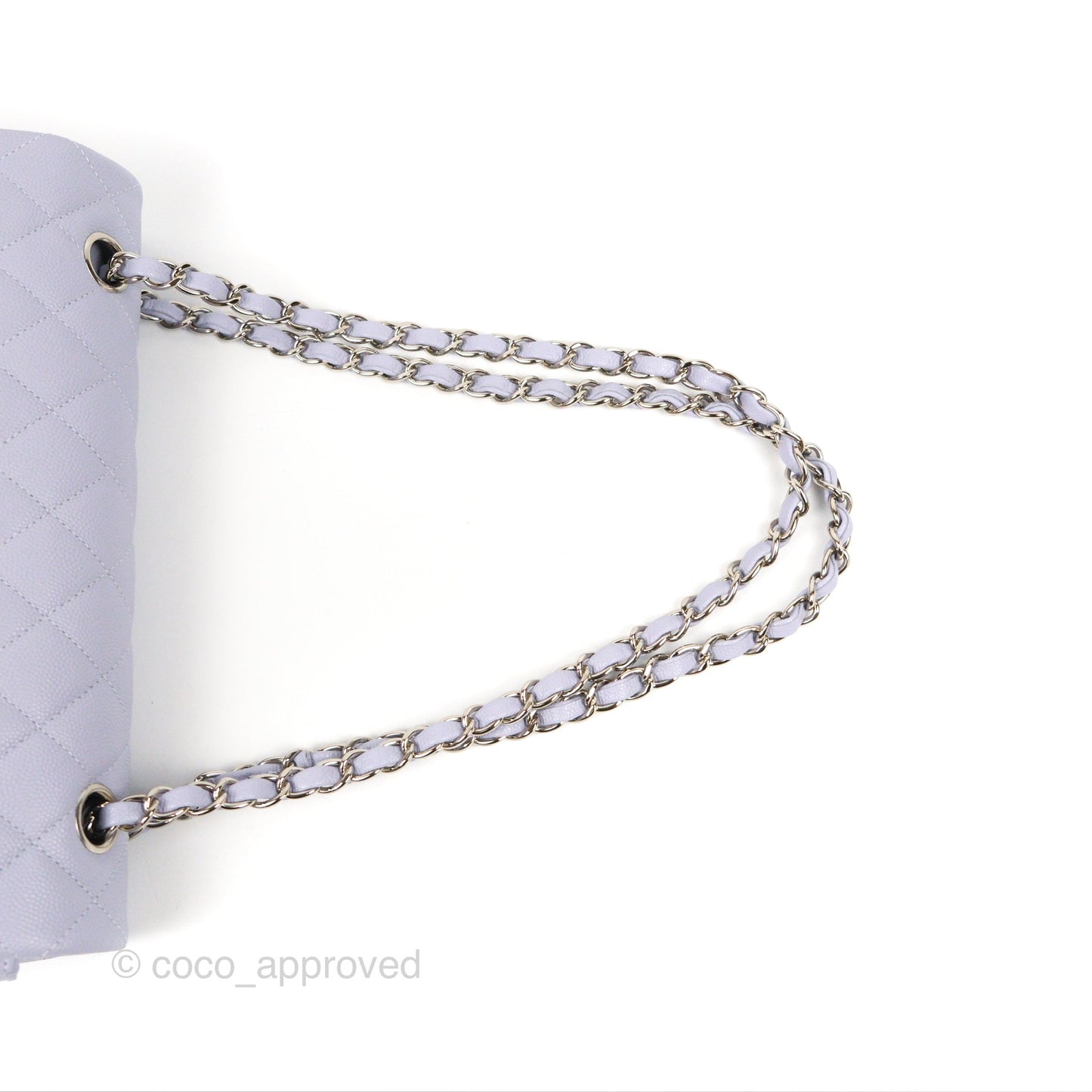 Chanel Classic M/L Medium Flap Quilted Lilac Caviar Silver Hardware