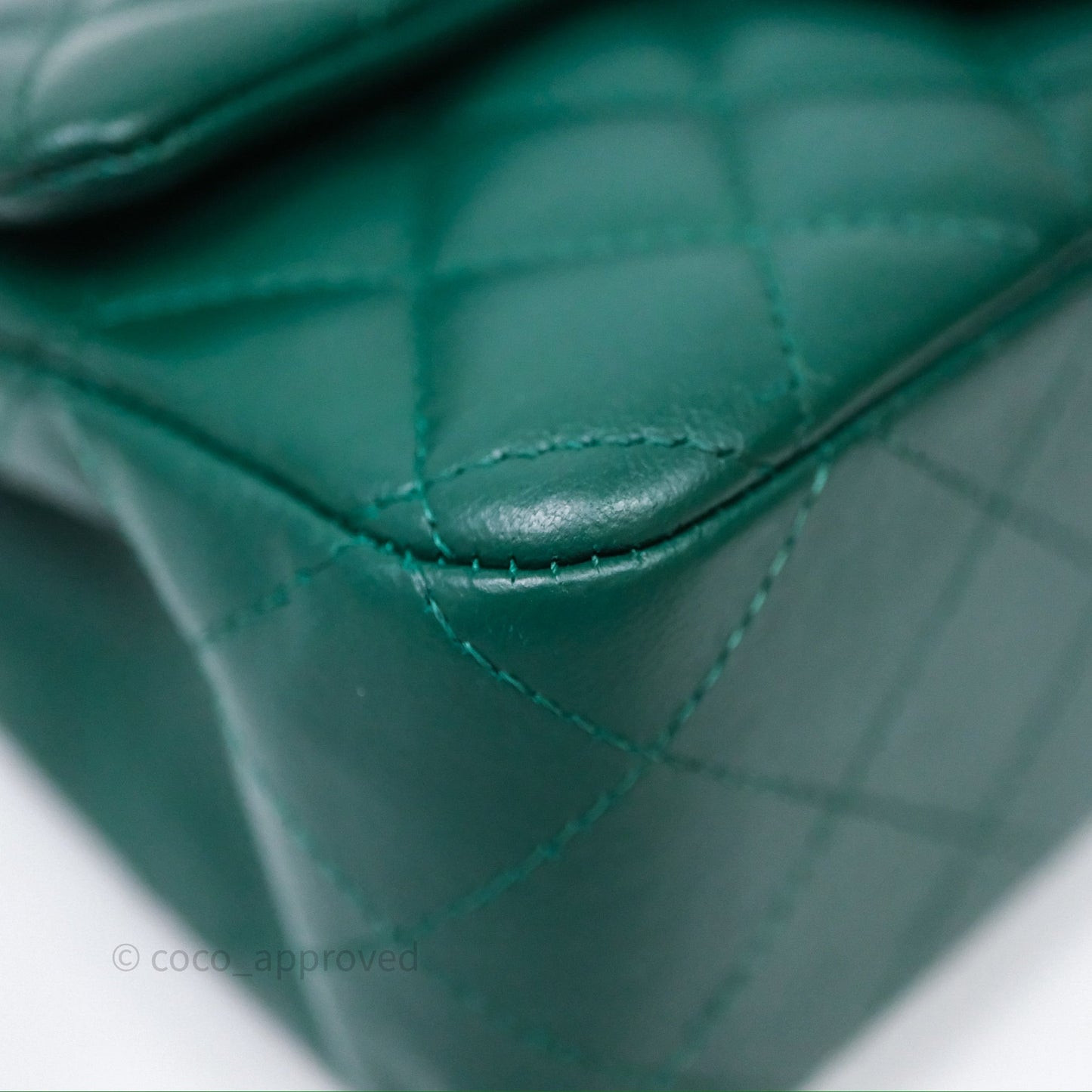Chanel Mini Rectangular Quilted Lambskin Flap Bag Green Silver Hardware