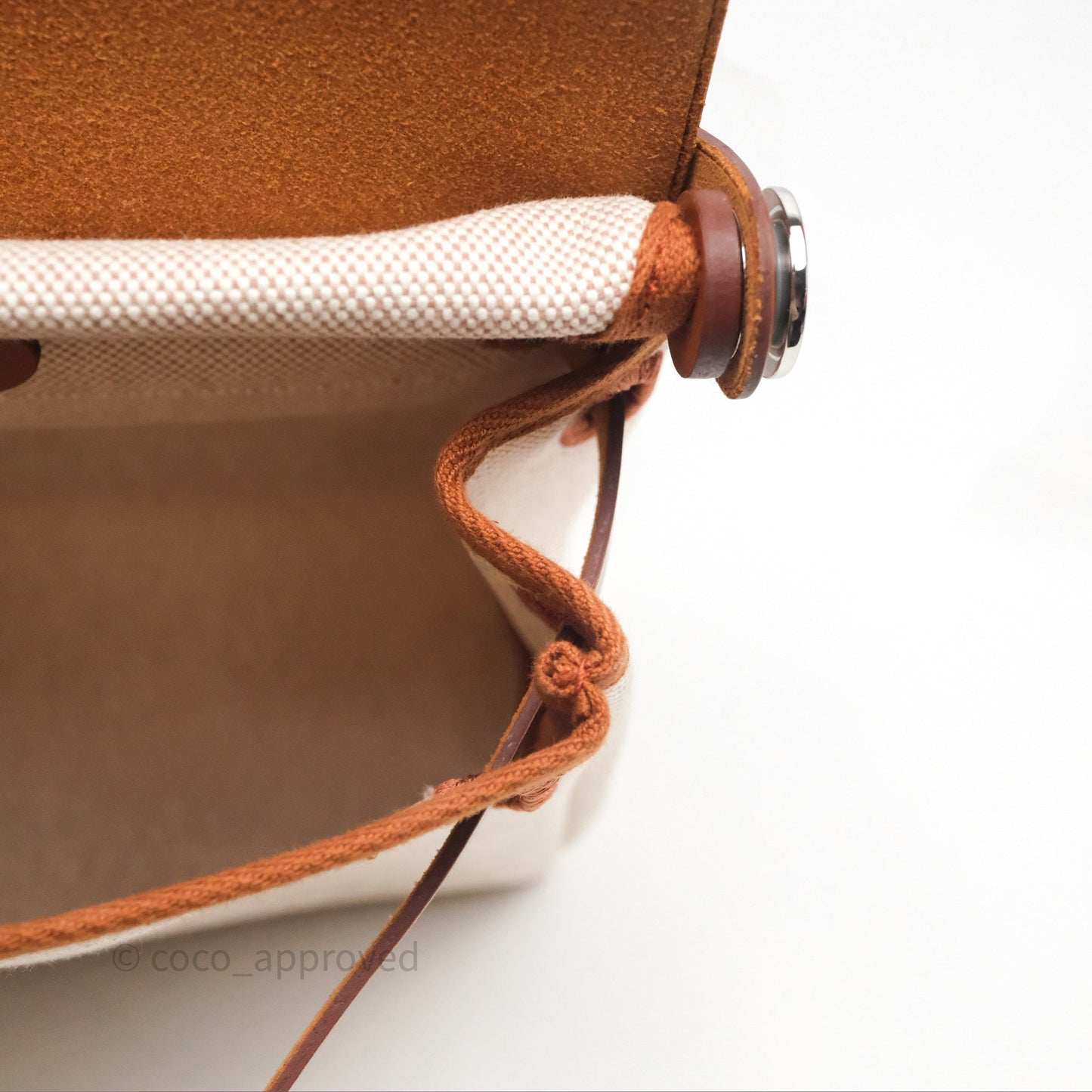 Hermes Mini Herbag Ecru Beige/ Fauve 34 Palladium Hardware