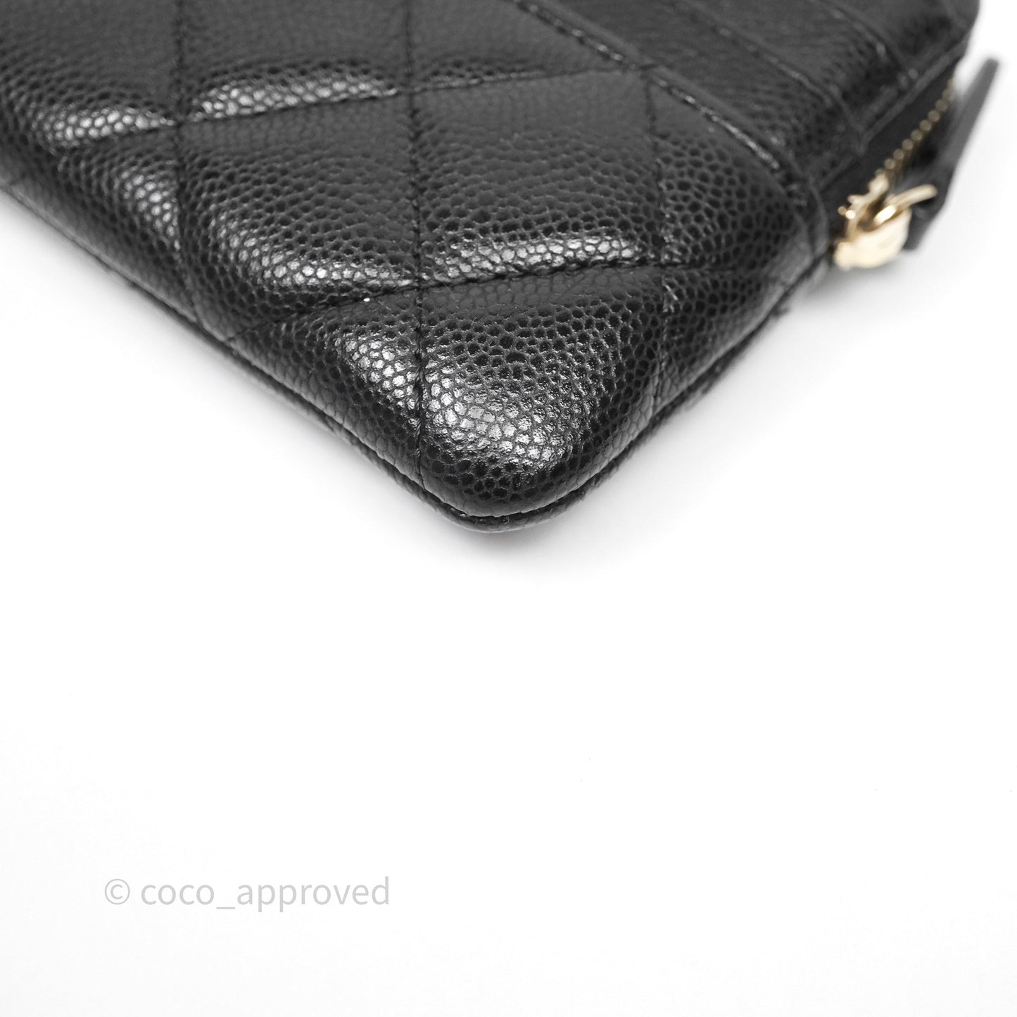 Chanel Quilted Classic Zip Card Holder Wallet Black Caviar Gold Hardware