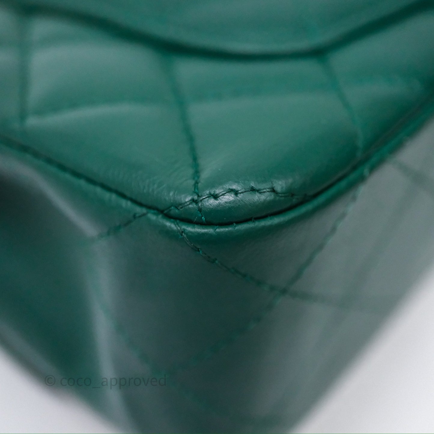 Chanel Mini Rectangular Quilted Lambskin Flap Bag Green Silver Hardware