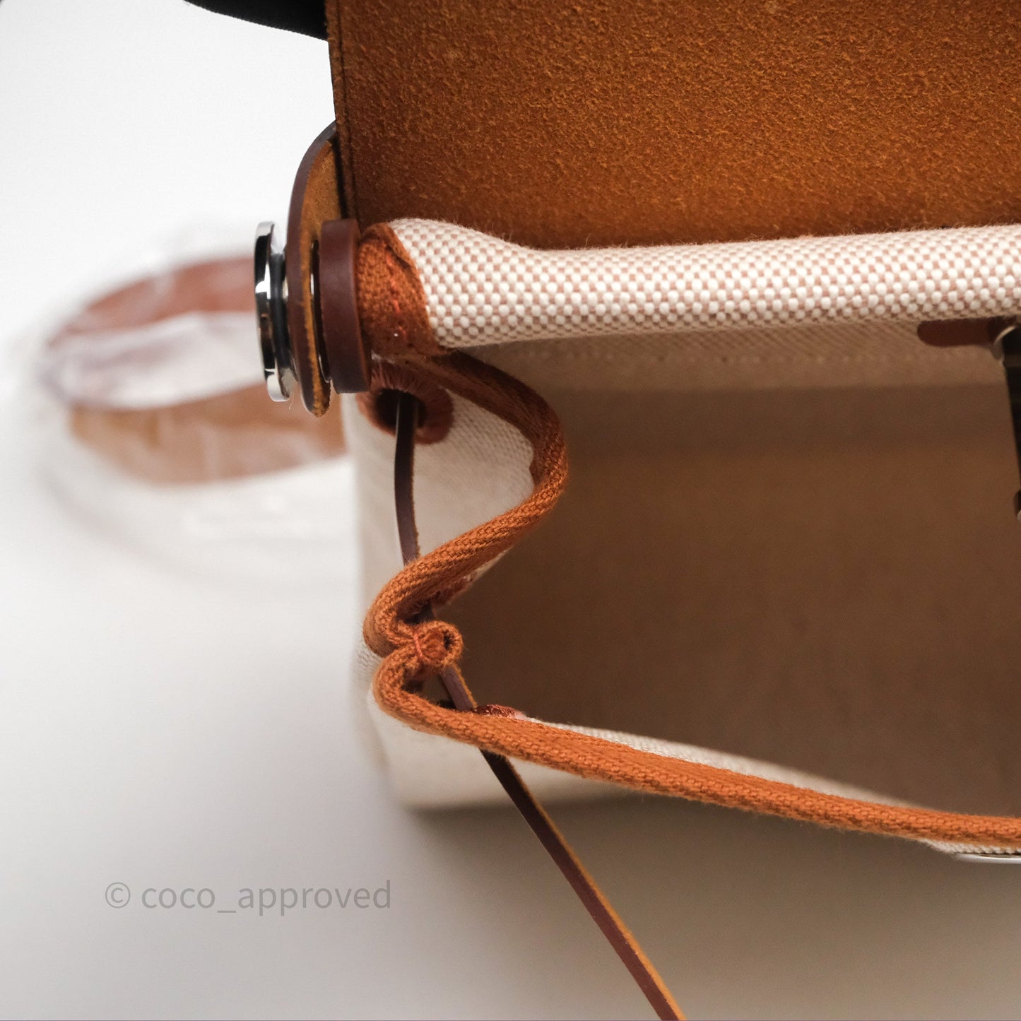 Hermes Mini Herbag Ecru Beige/ Fauve 34 Palladium Hardware