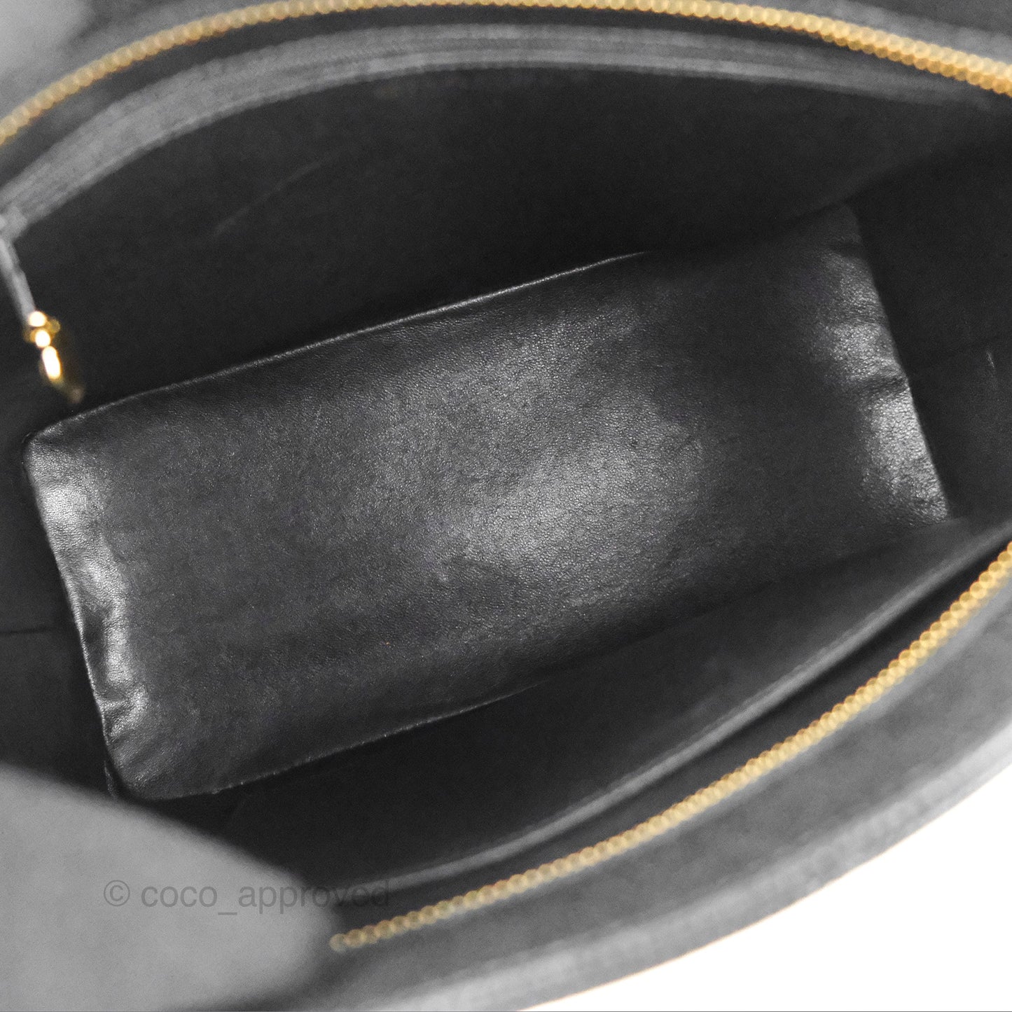Chanel Vintage Medallion CC Tote Bag Black Caviar Gold Hardware