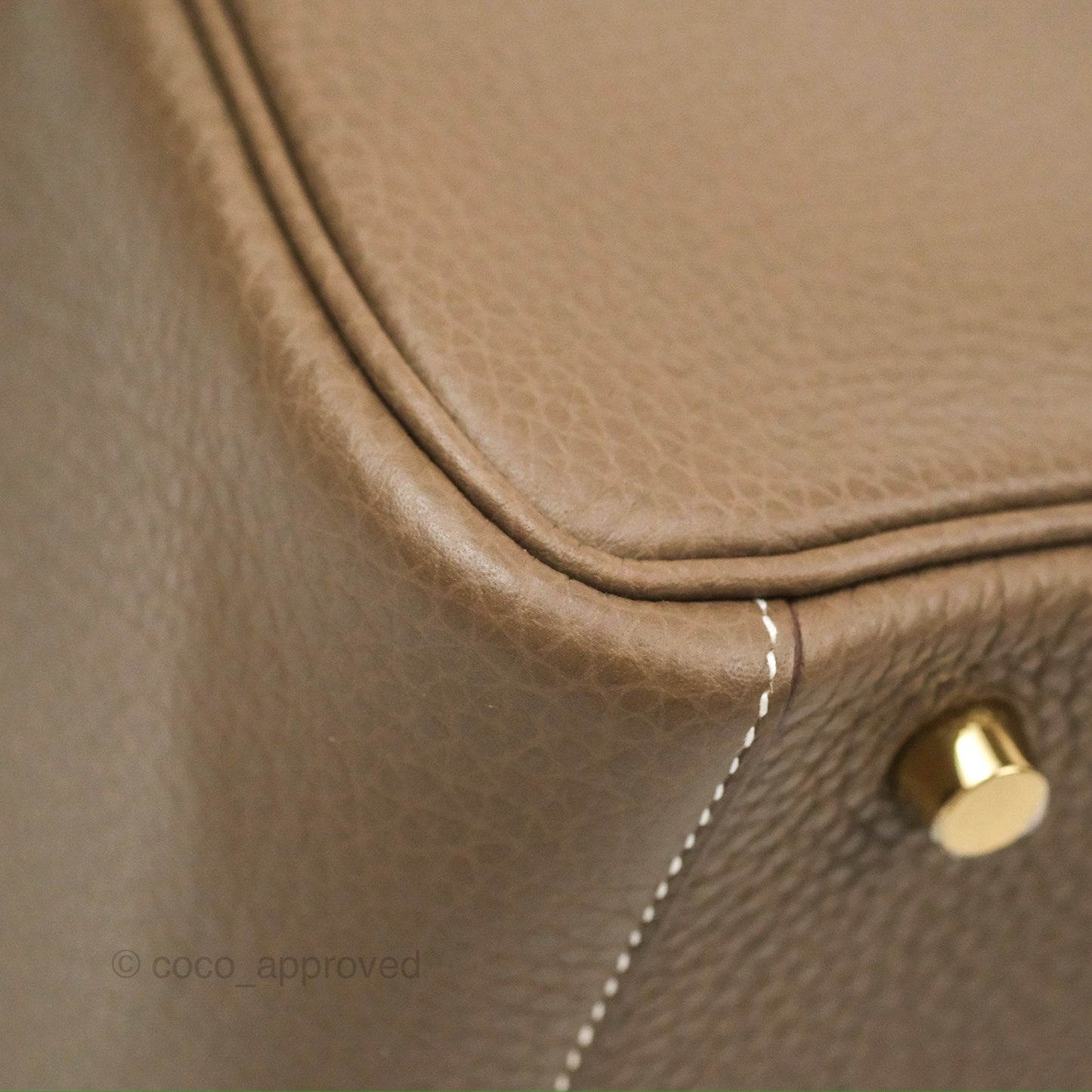 Hermès Lindy 30 Etoupe Clemence Gold Hardware