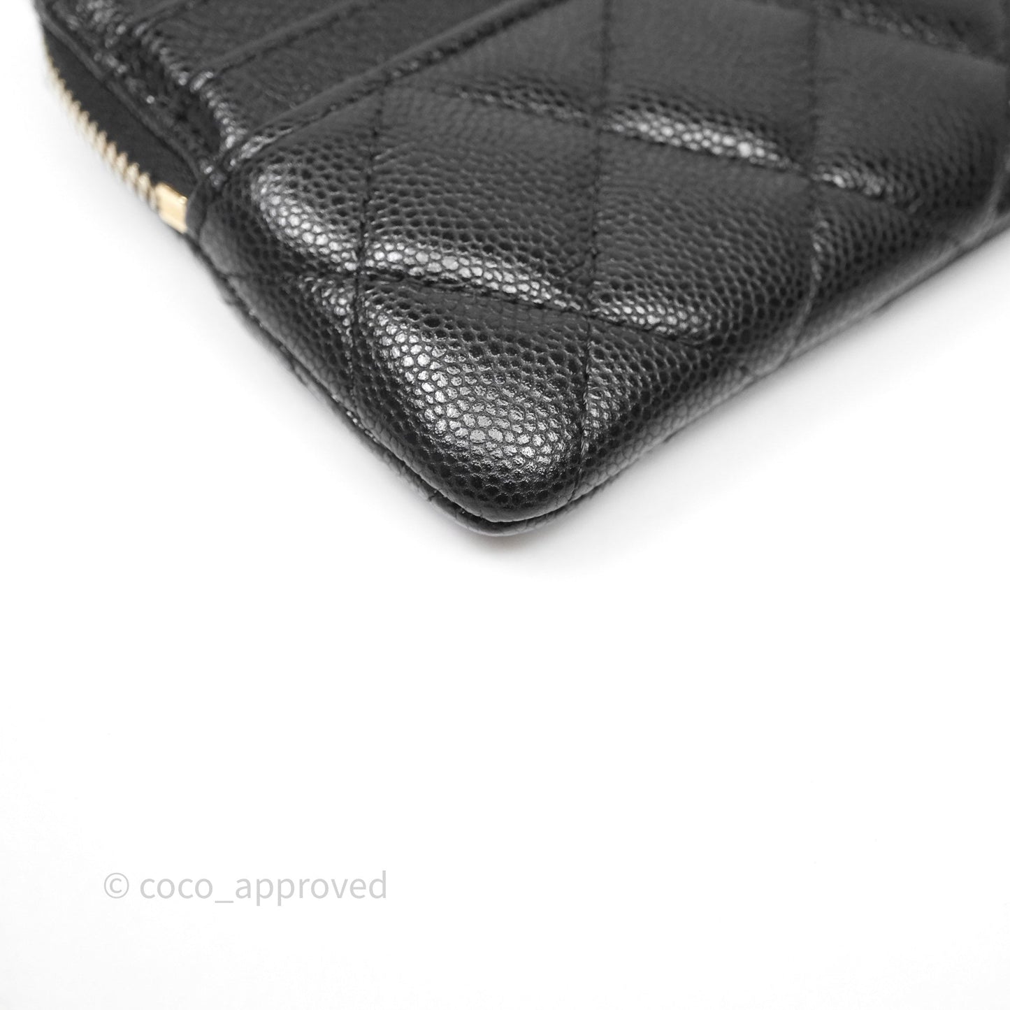 Chanel Quilted Classic Zip Card Holder Wallet Black Caviar Gold Hardware