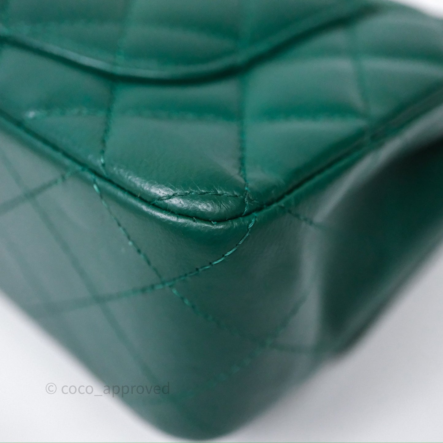 Chanel Mini Rectangular Quilted Lambskin Flap Bag Green Silver Hardware