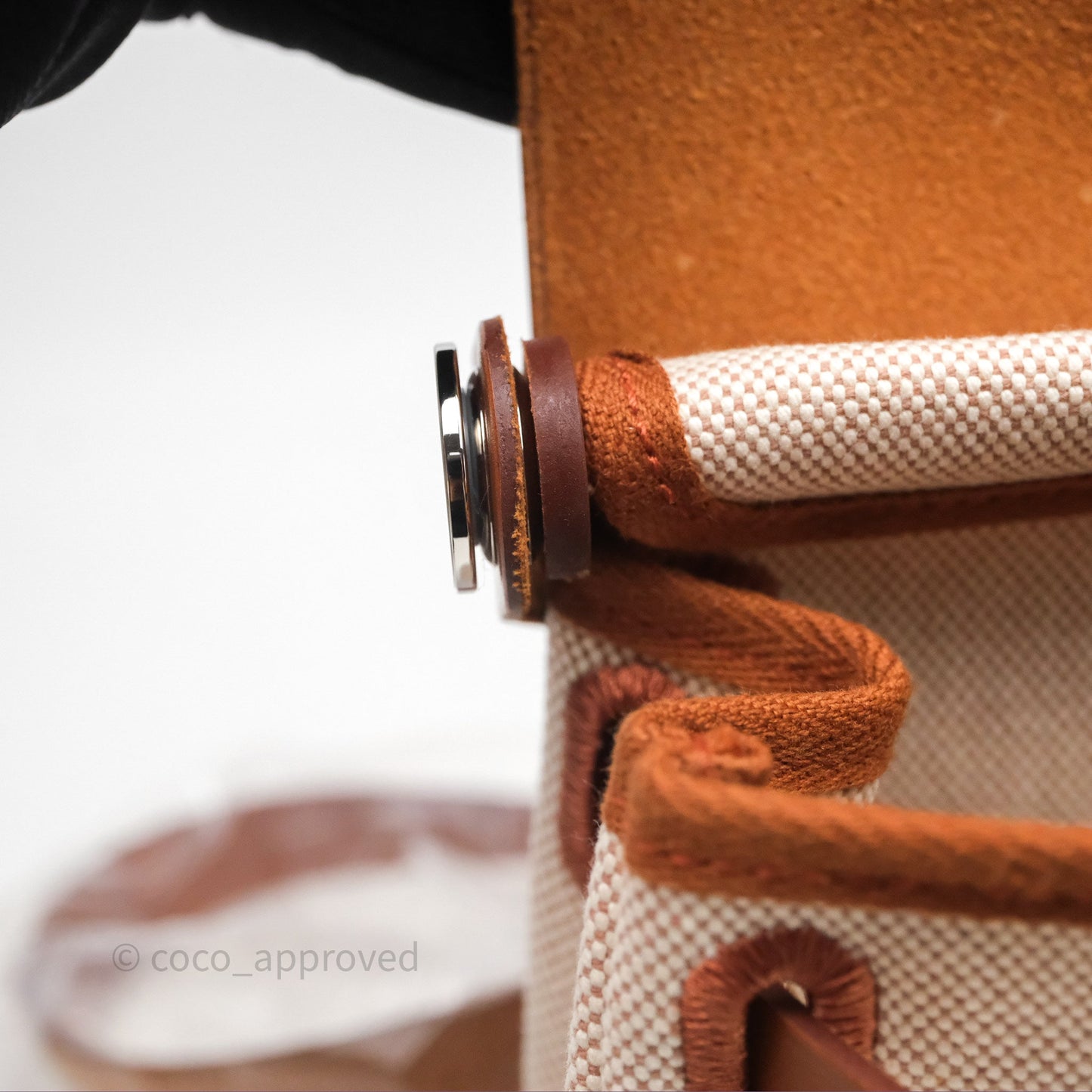 Hermes Mini Herbag Ecru Beige/ Fauve 34 Palladium Hardware