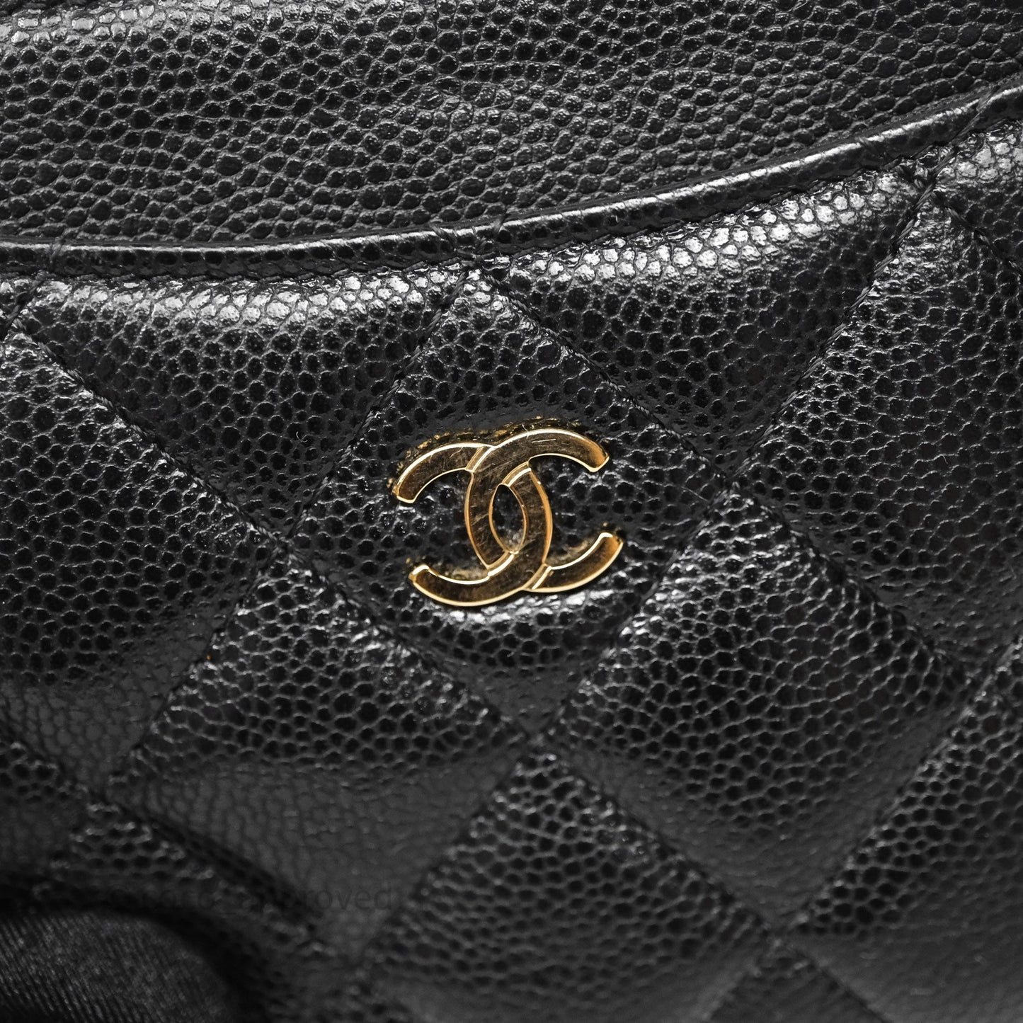 Chanel Quilted Classic Zip Card Holder Wallet Black Caviar Gold Hardware
