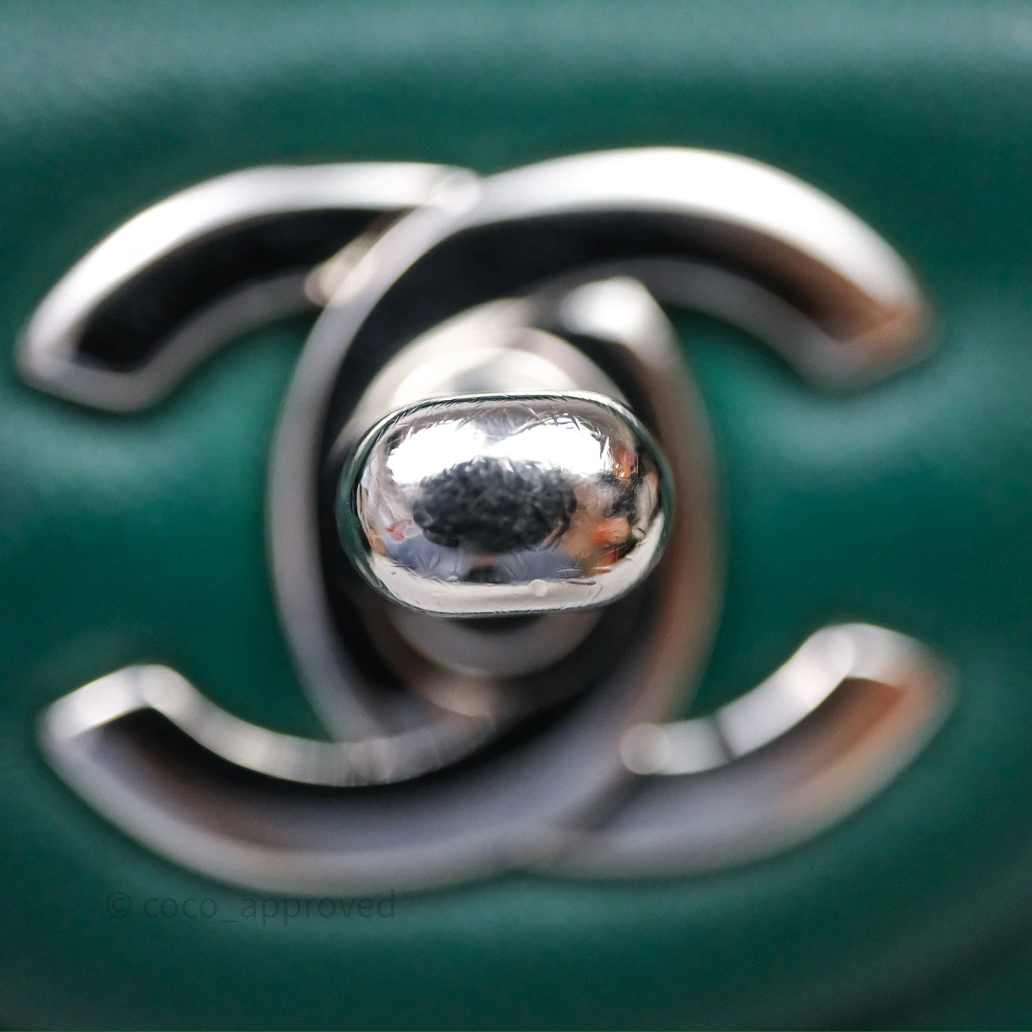 Chanel Mini Rectangular Quilted Lambskin Flap Bag Green Silver Hardware