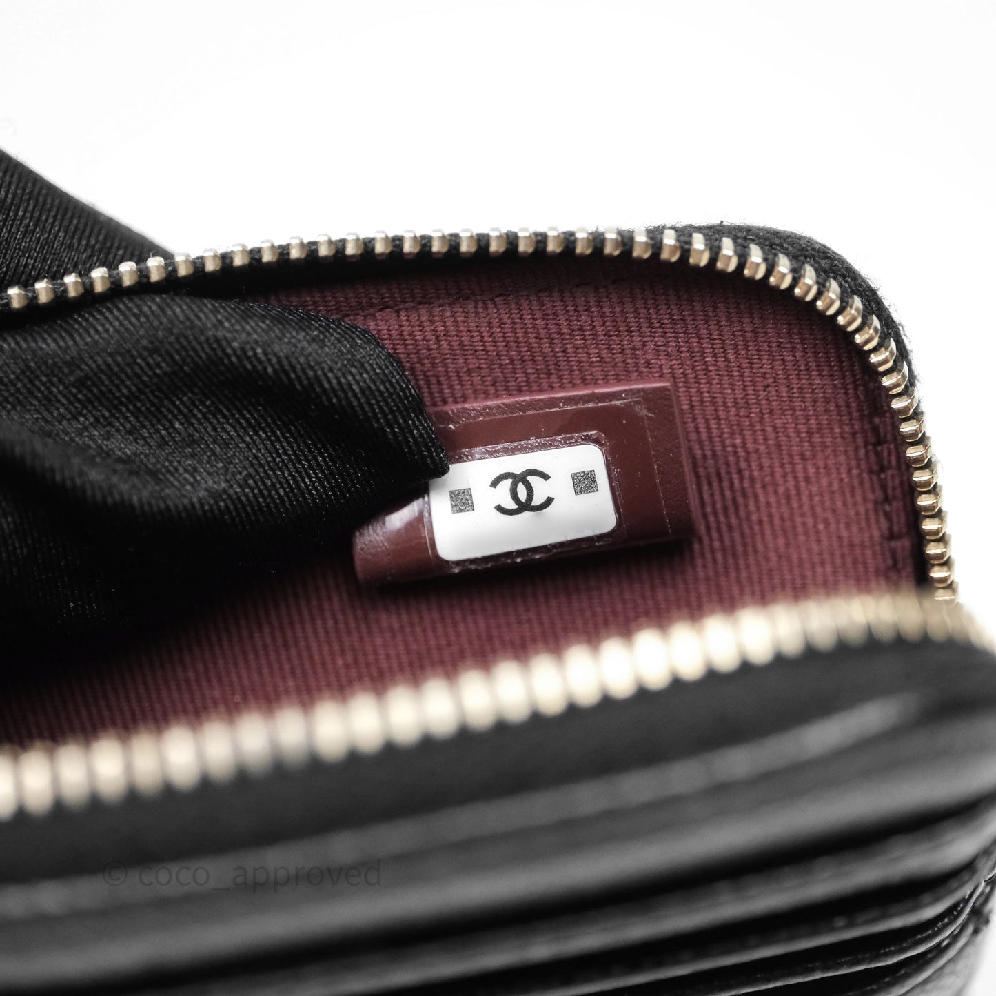 Chanel Quilted Classic Zip Card Holder Wallet Black Caviar Gold Hardware