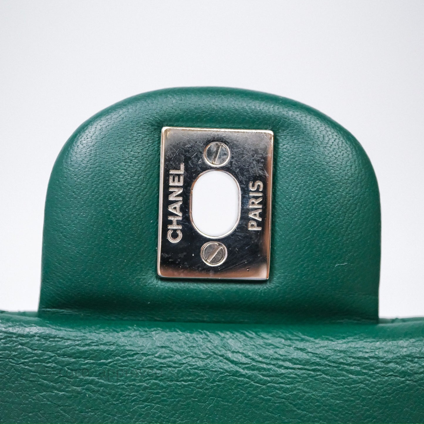 Chanel Mini Rectangular Quilted Lambskin Flap Bag Green Silver Hardware