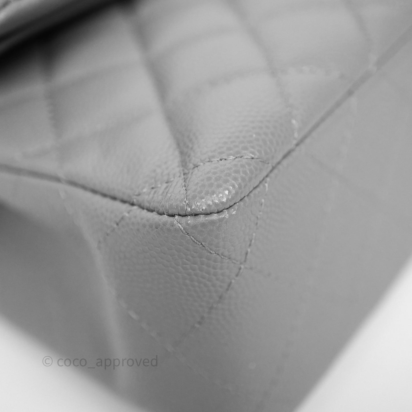Chanel Small Classic Flap Quilted Grey Caviar Gold Hardware