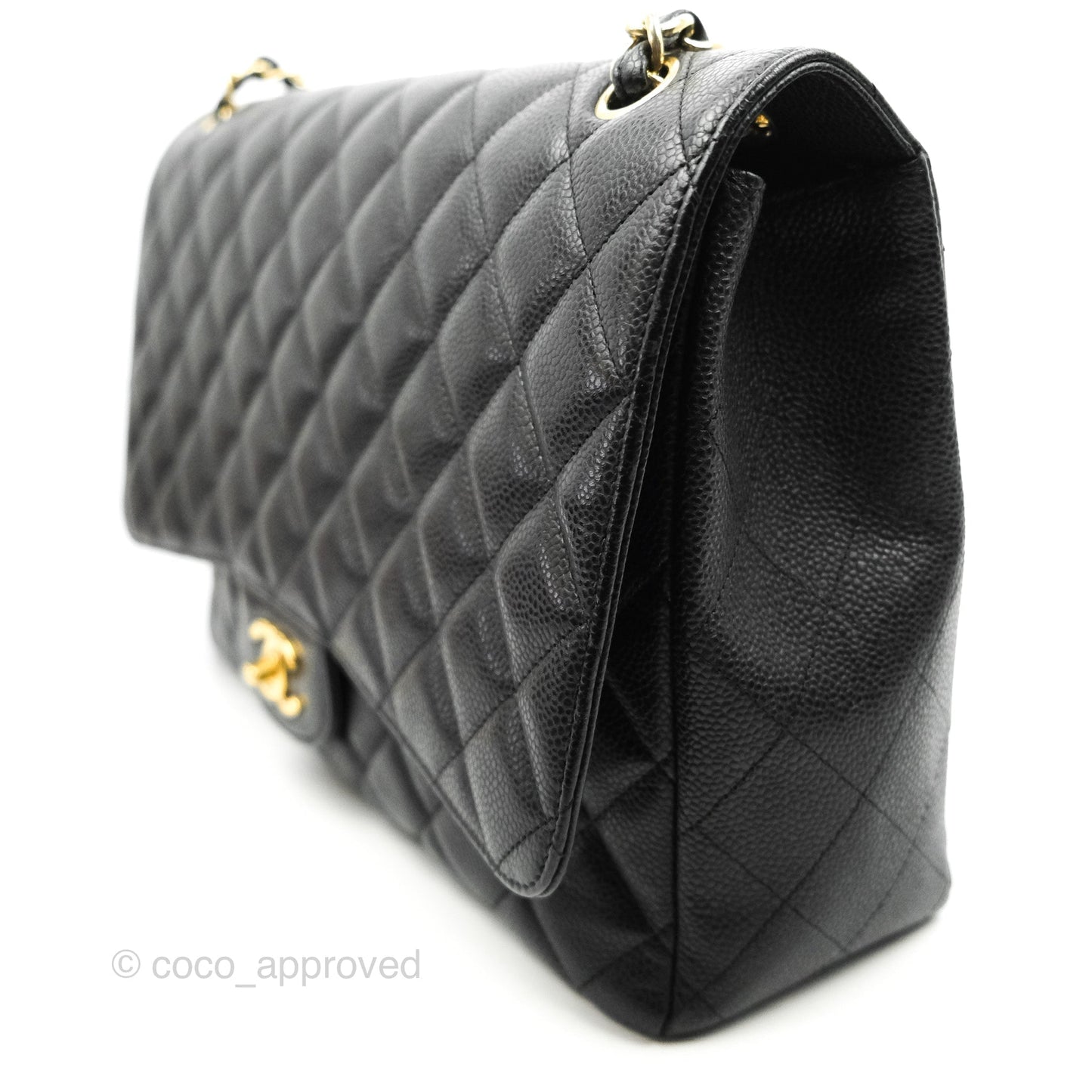 Chanel Quilted Single Flap Maxi Black Caviar Gold Hardware
