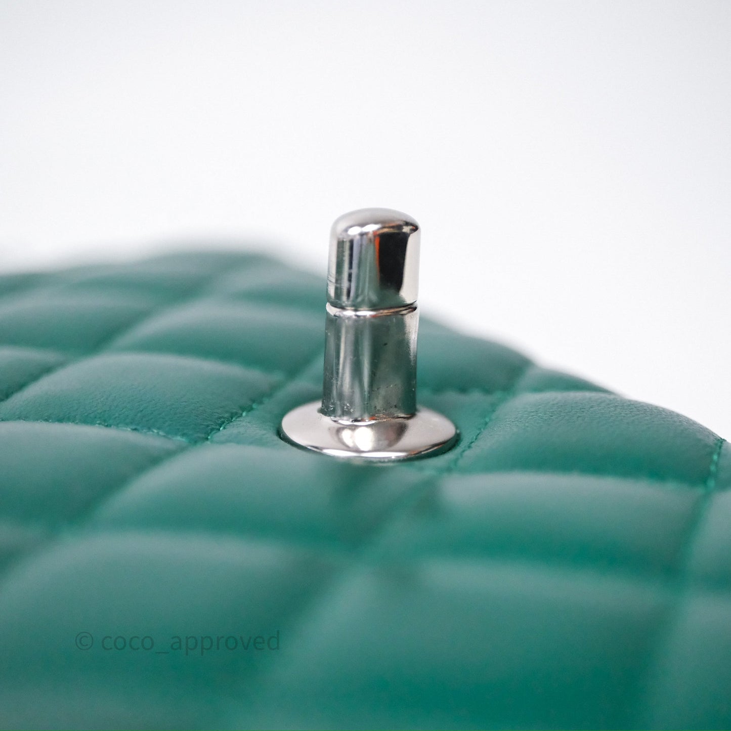 Chanel Mini Rectangular Quilted Lambskin Flap Bag Green Silver Hardware