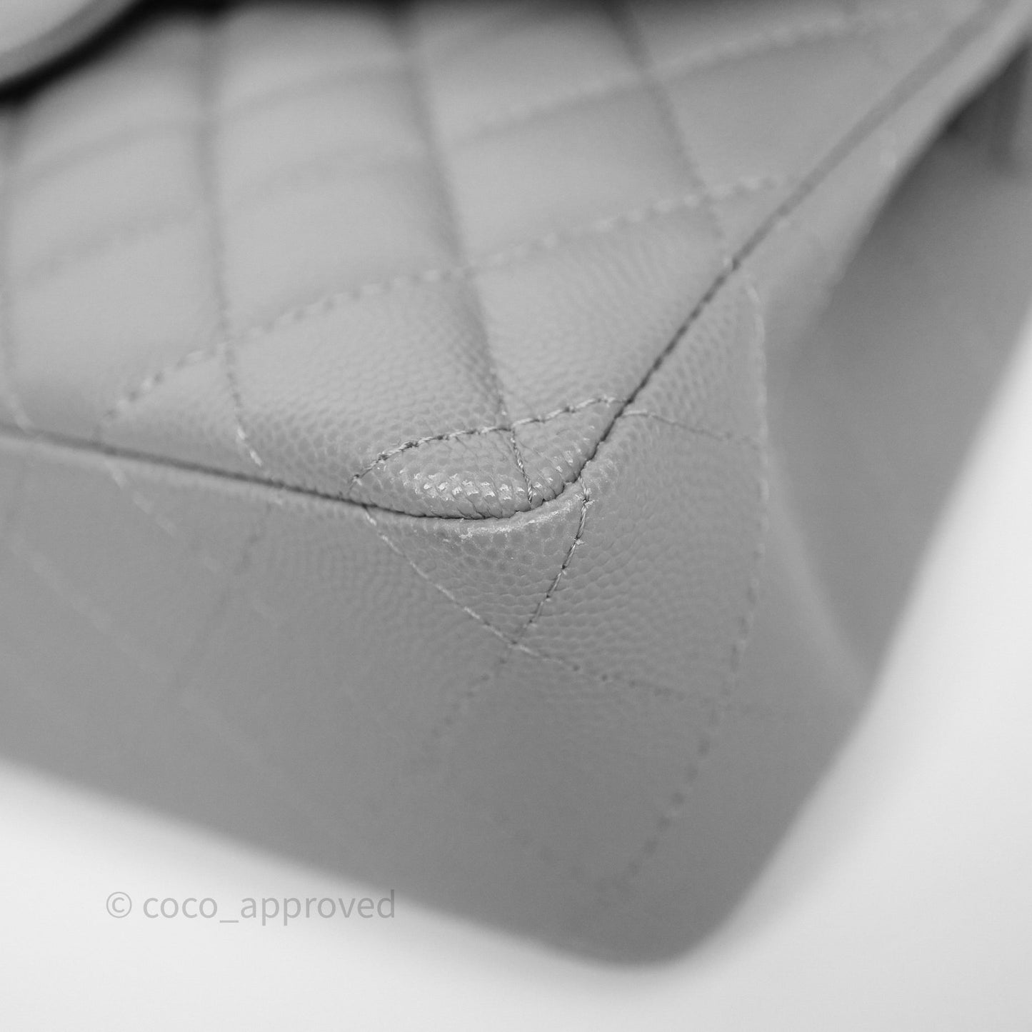 Chanel Small Classic Flap Quilted Grey Caviar Gold Hardware