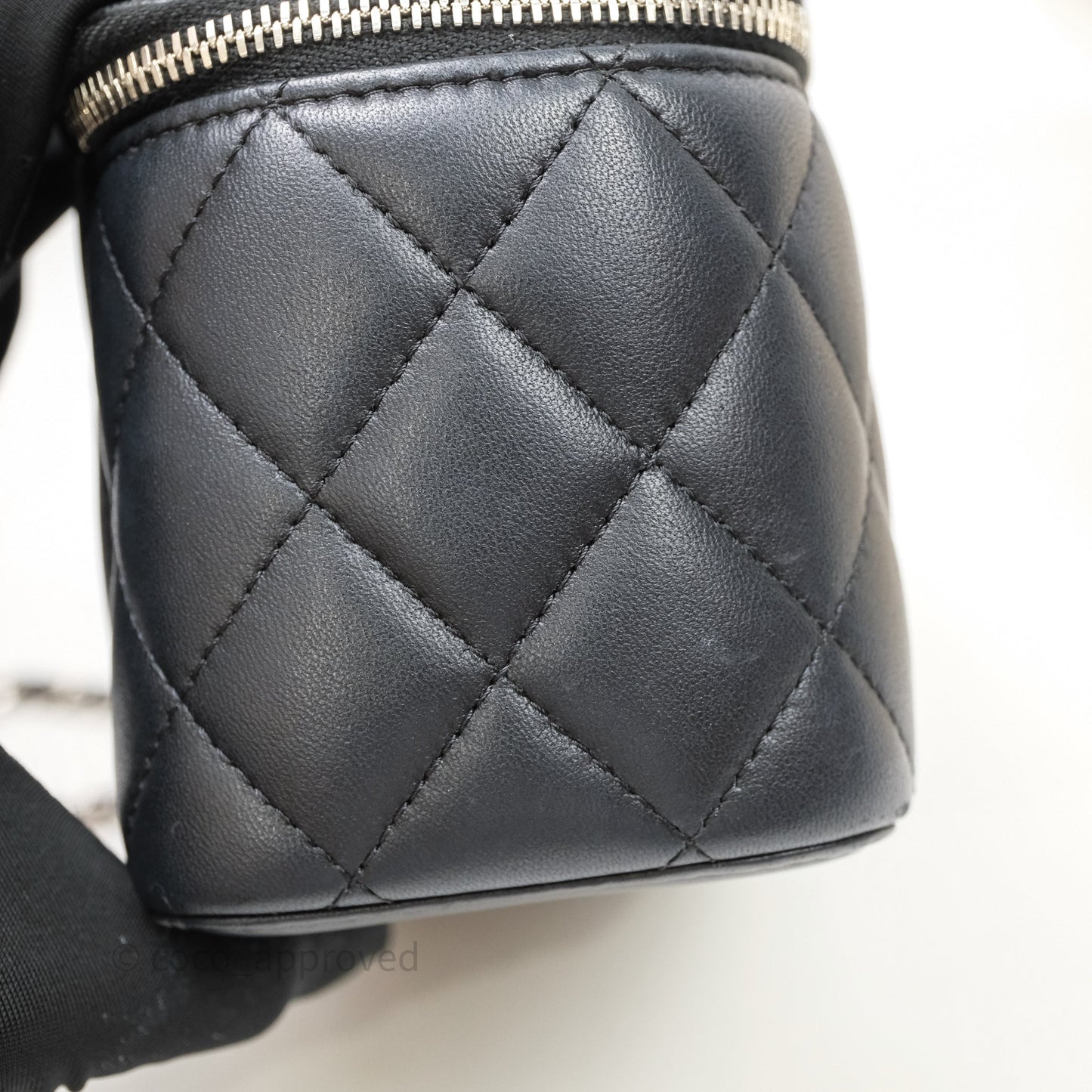 Chanel Vanity Rectangular Top Handle Black Lambskin Silver Hardware