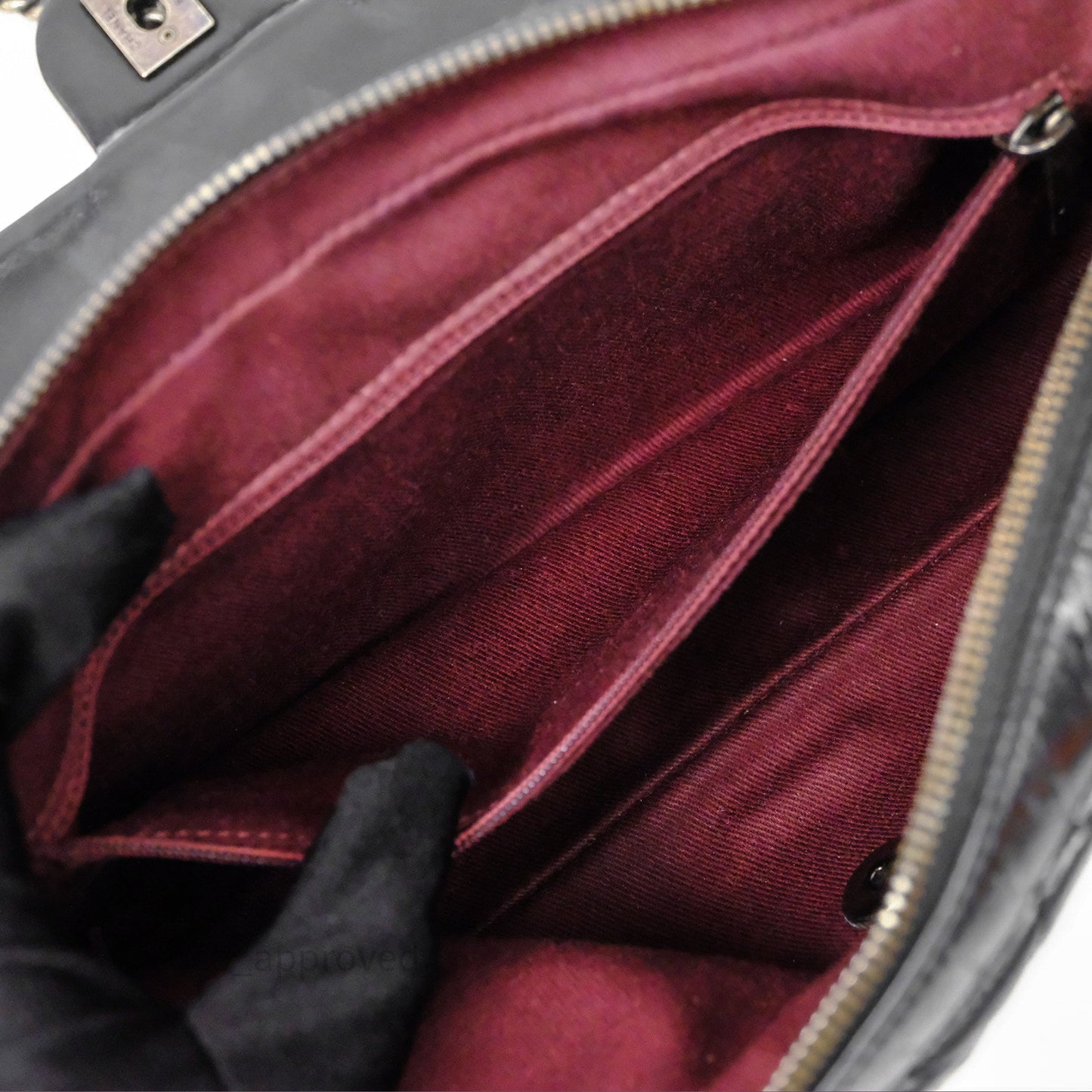 Chanel Flap Bag Black Glazed Calfskin Ruthenium Hardware