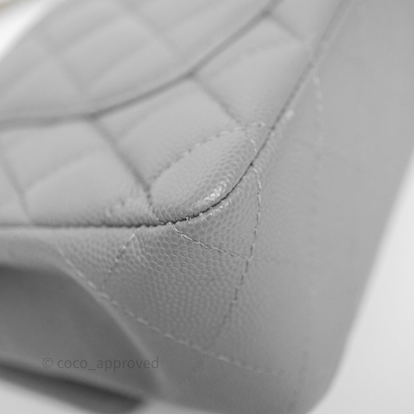 Chanel Small Classic Flap Quilted Grey Caviar Gold Hardware