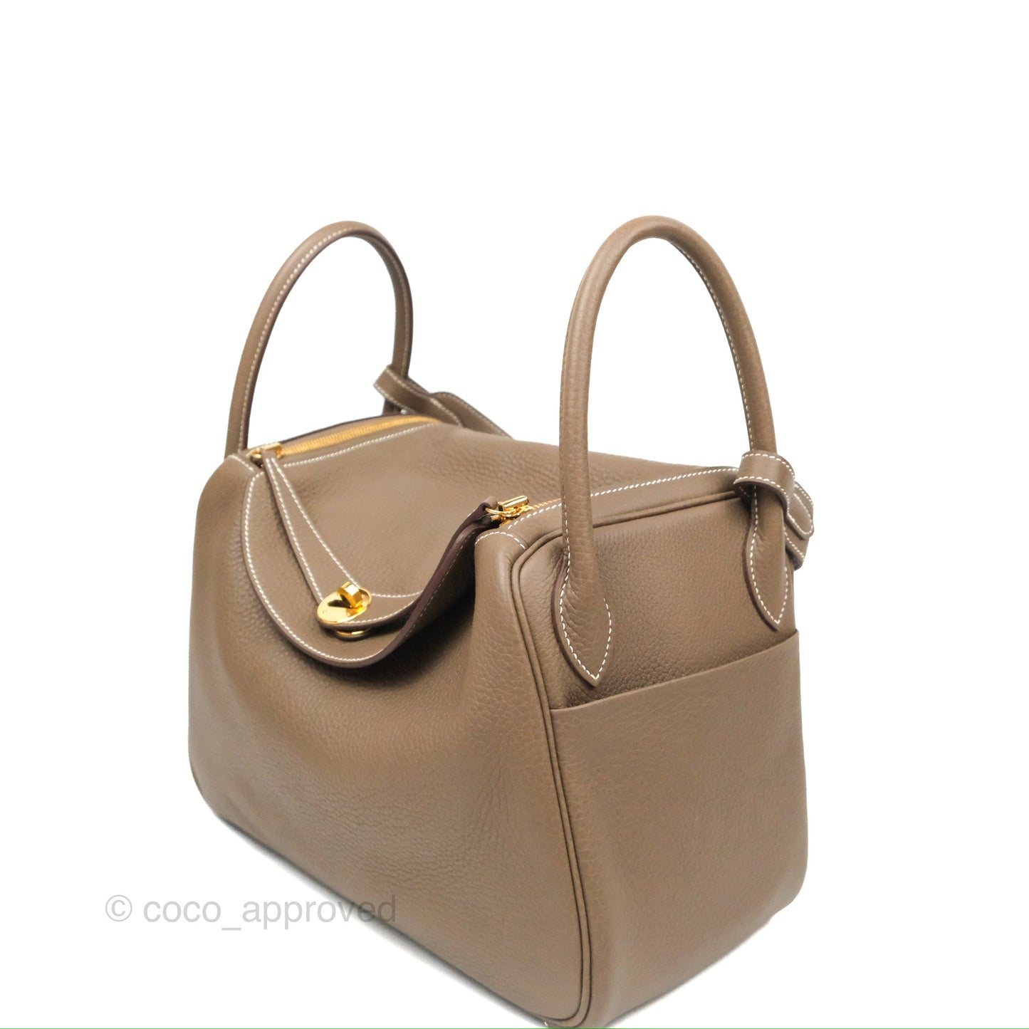 Hermès Lindy 30 Etoupe Clemence Gold Hardware