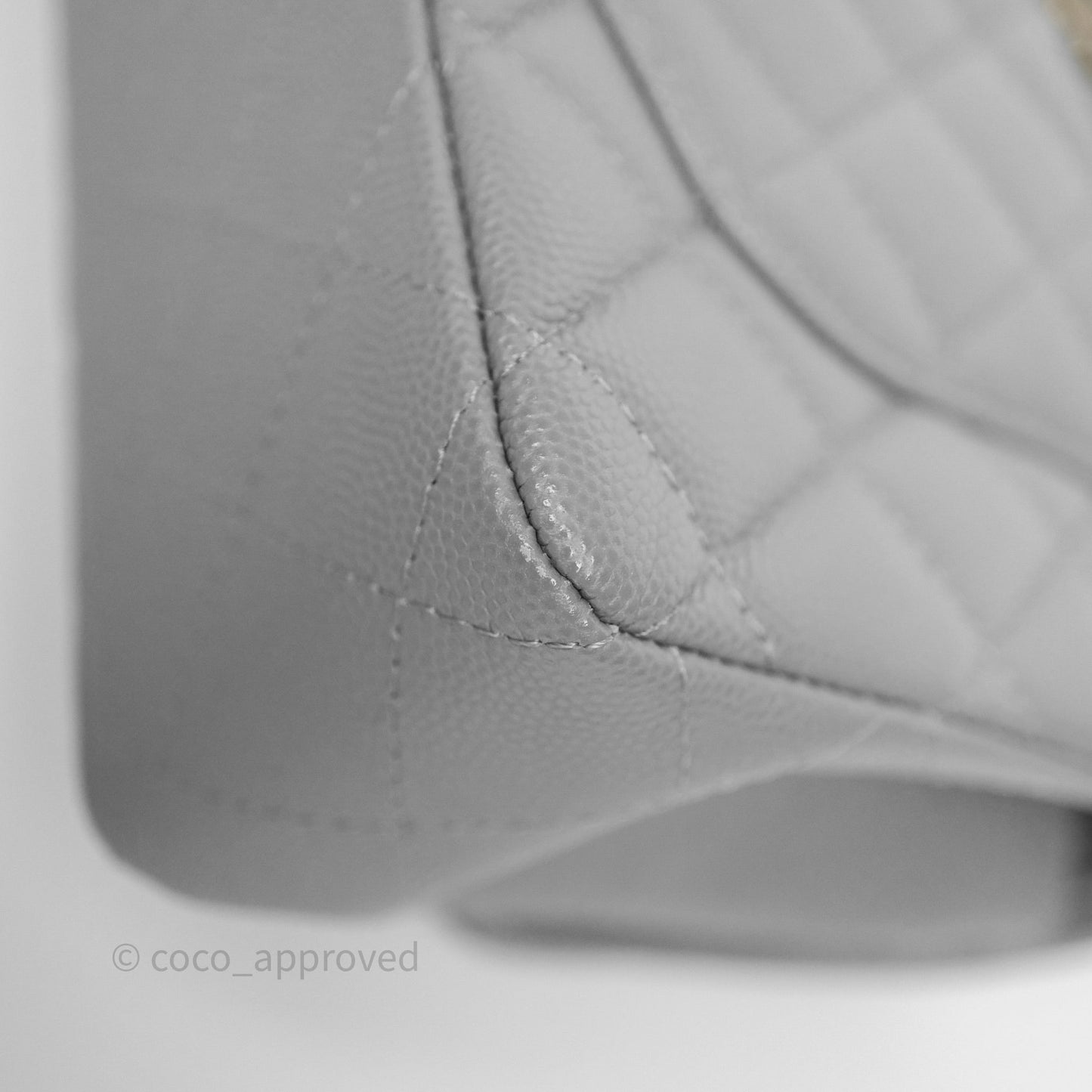 Chanel Small Classic Flap Quilted Grey Caviar Gold Hardware