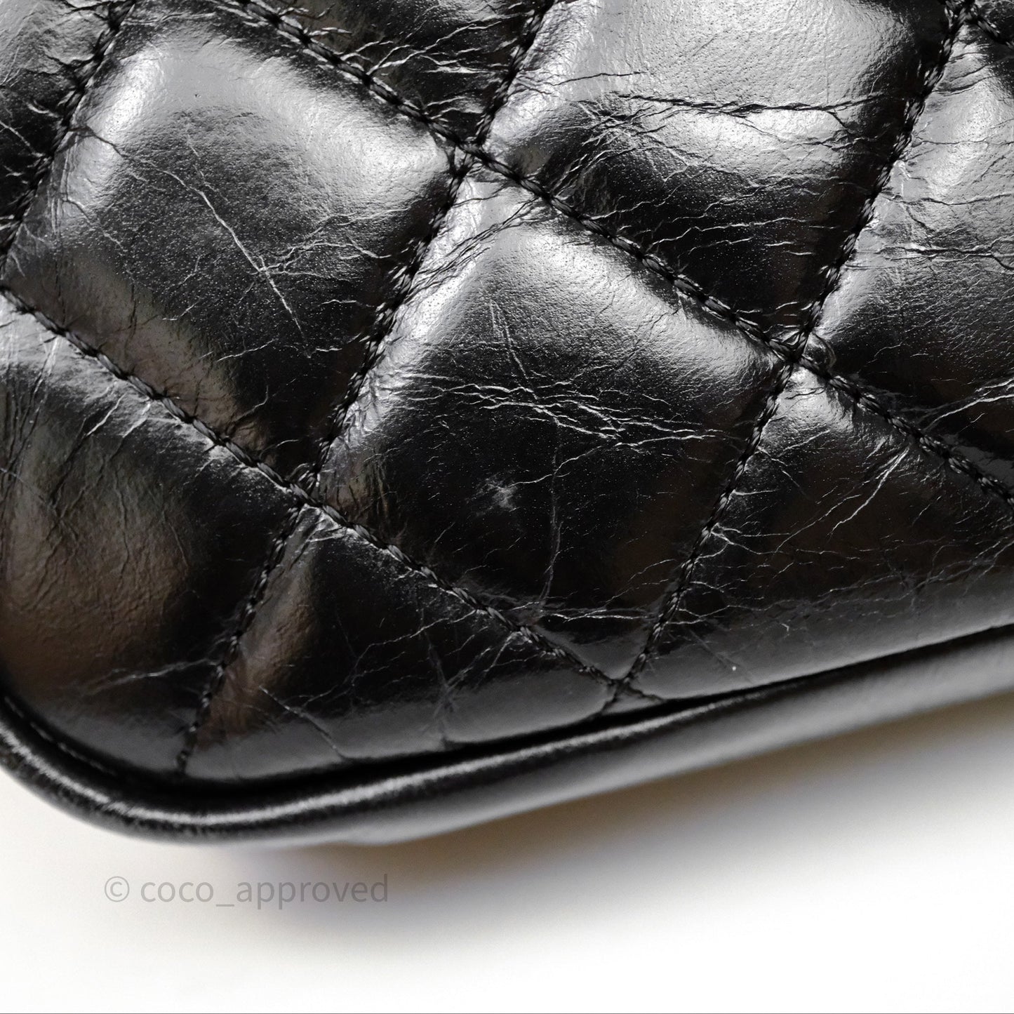 Chanel Flap Bag Black Glazed Calfskin Ruthenium Hardware