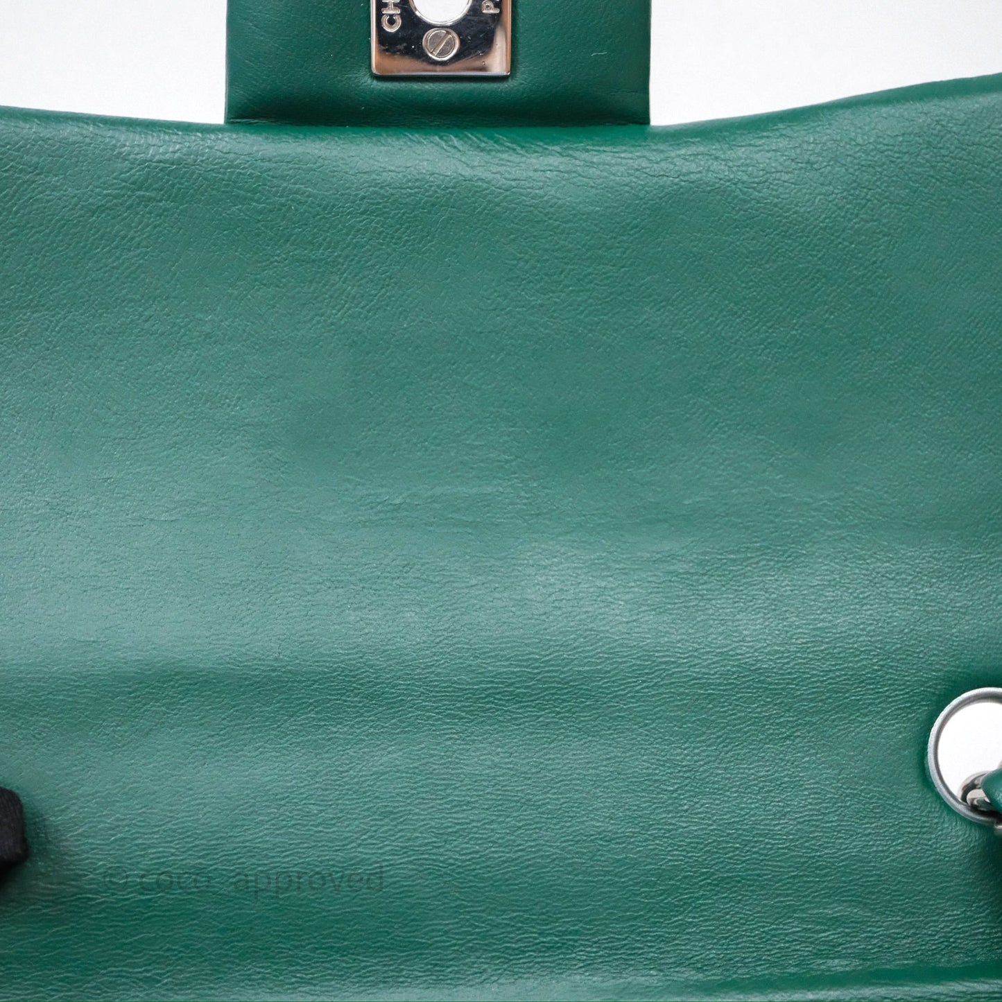 Chanel Mini Rectangular Quilted Lambskin Flap Bag Green Silver Hardware