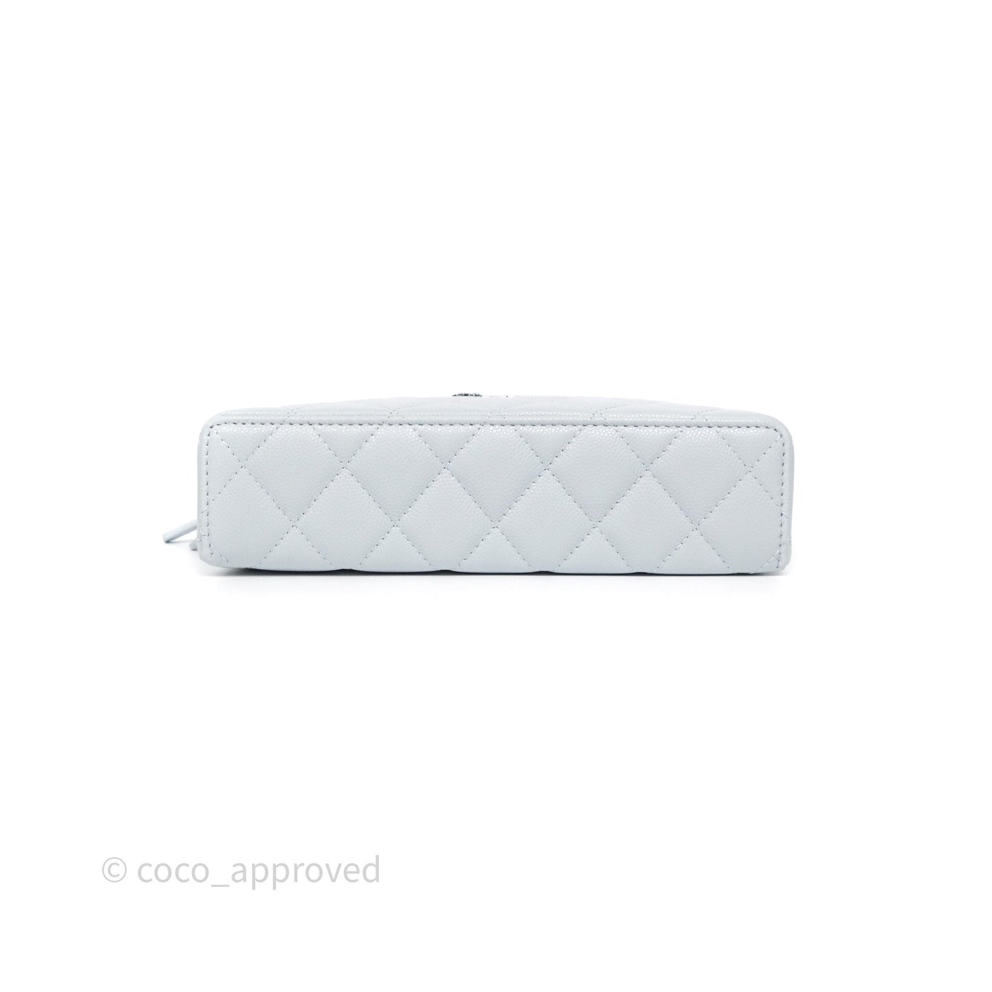 Chanel Top Handle Long Vanity with Chain Light Blue Caviar Silver Hardware 25B