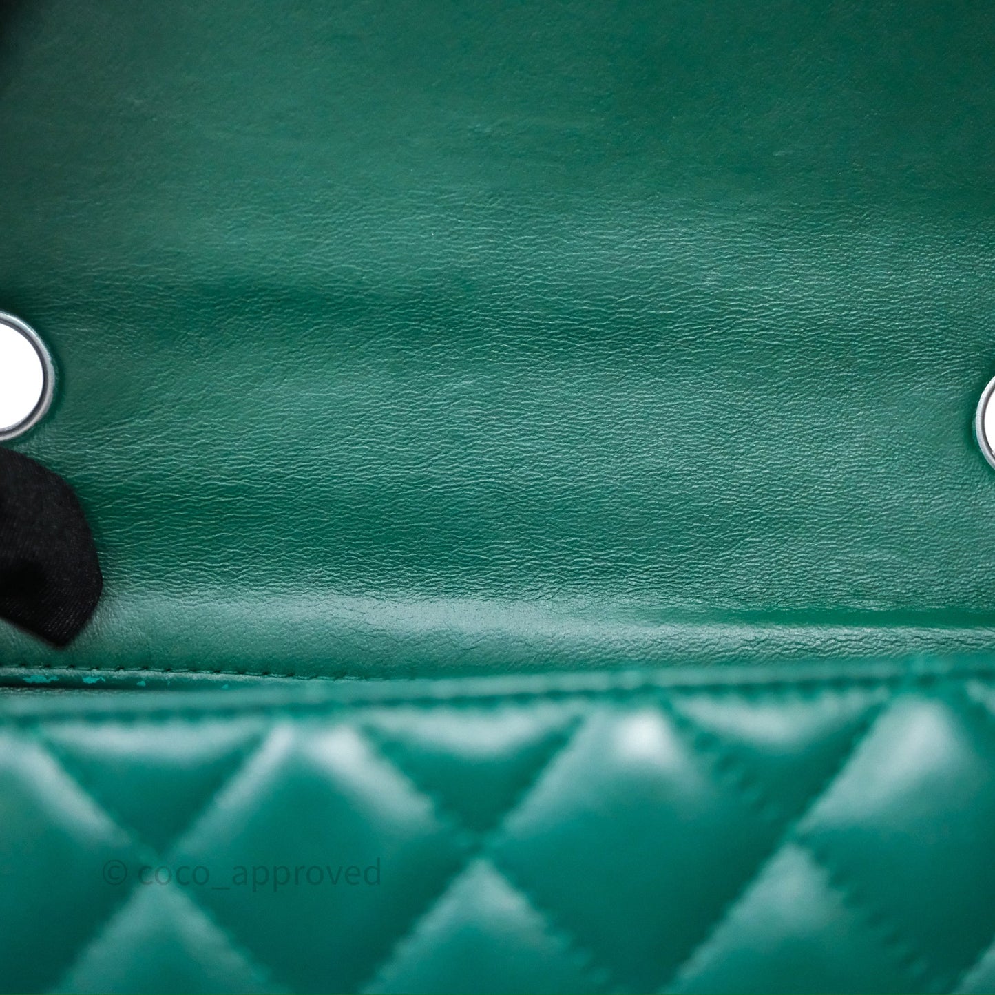 Chanel Mini Rectangular Quilted Lambskin Flap Bag Green Silver Hardware