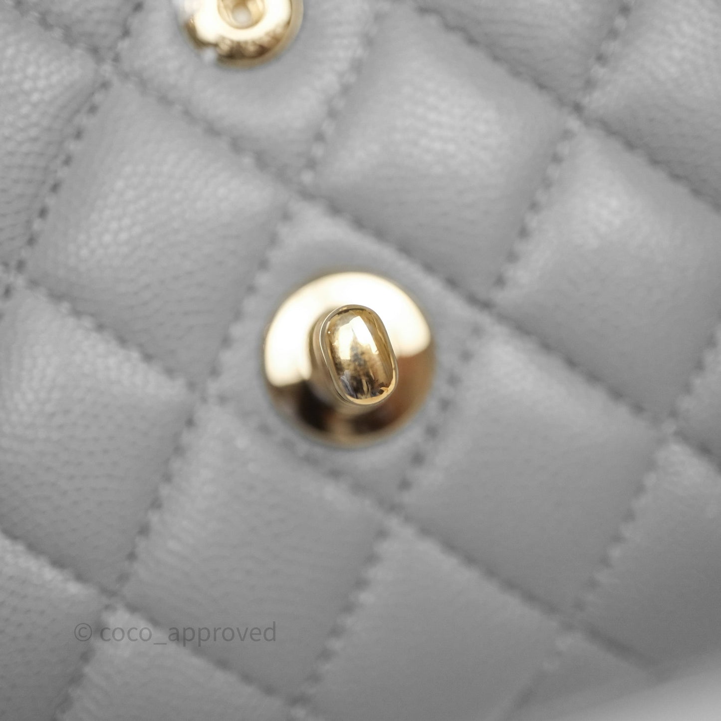 Chanel Small Classic Flap Quilted Grey Caviar Gold Hardware