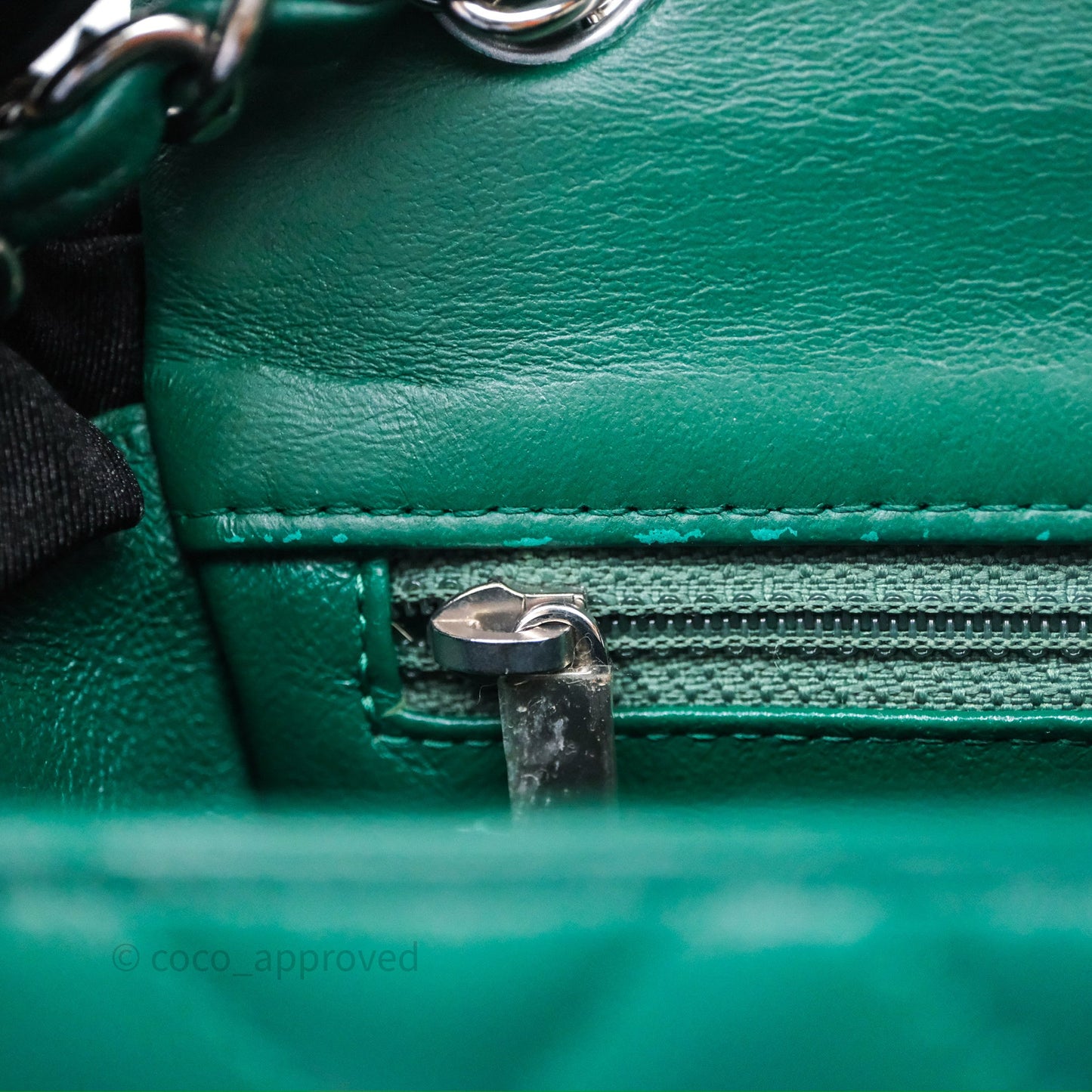 Chanel Mini Rectangular Quilted Lambskin Flap Bag Green Silver Hardware
