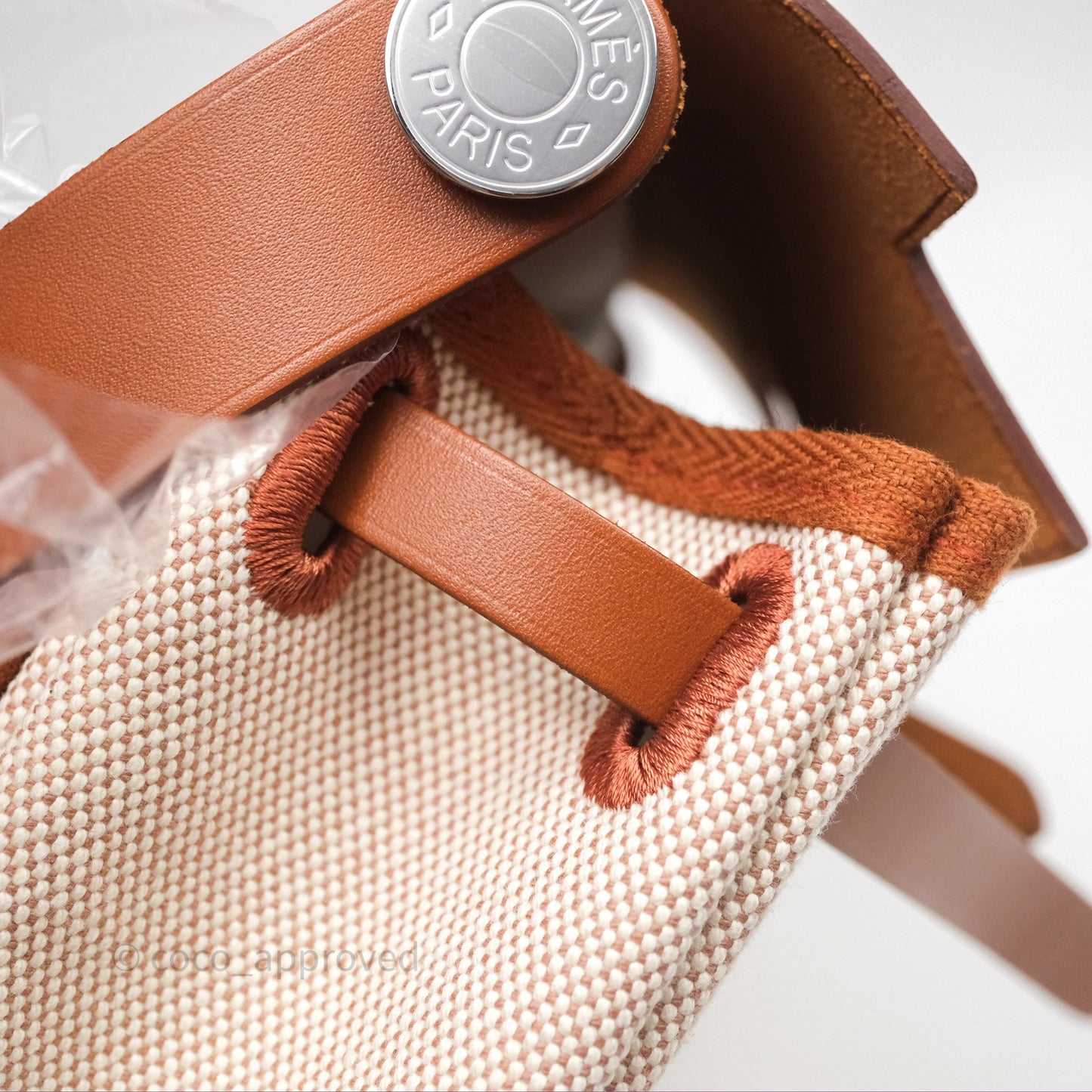 Hermes Mini Herbag Ecru Beige/ Fauve 34 Palladium Hardware